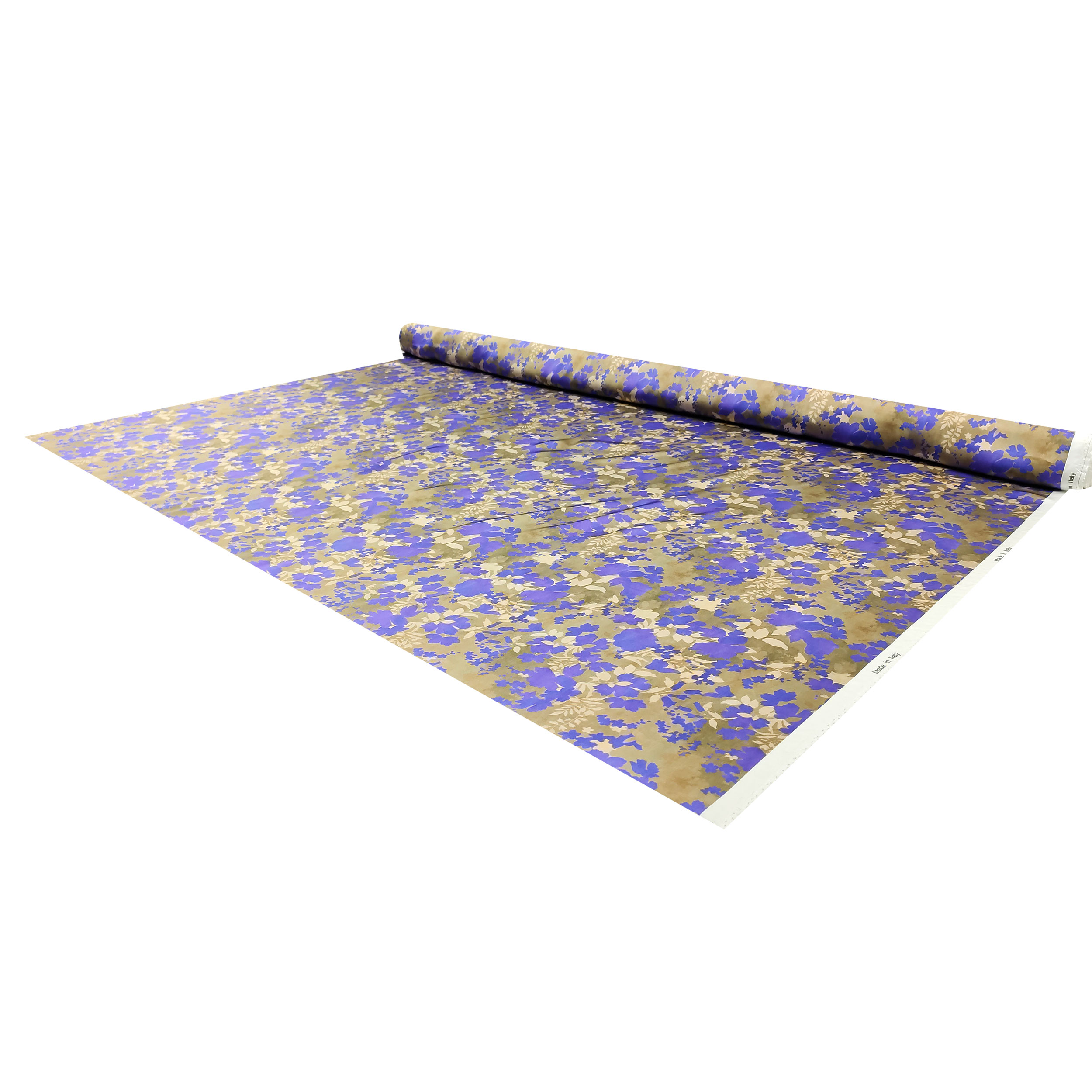 Raso Misto Seta Alta Moda Fiori Viola