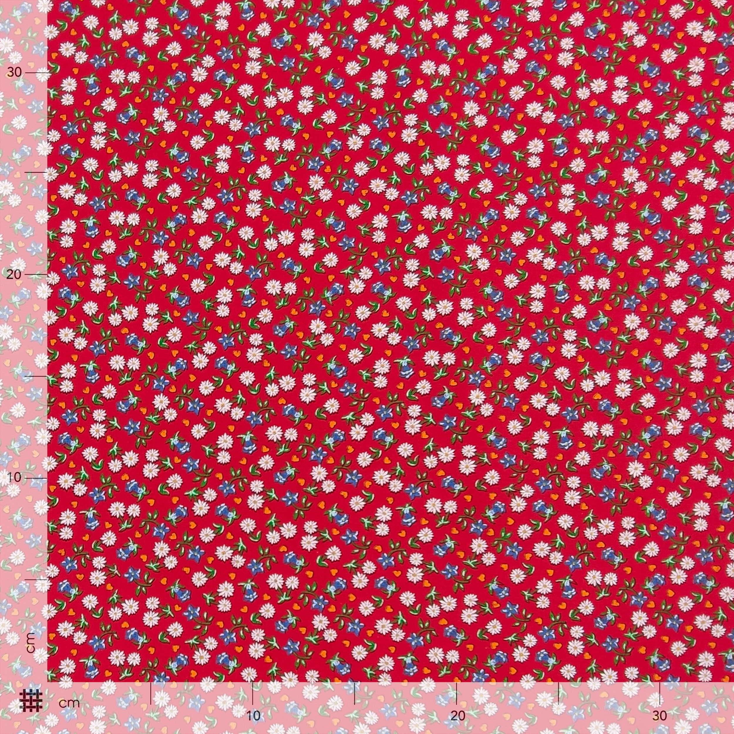 Tessuto Cotone Tirolese Sfondo Rosso