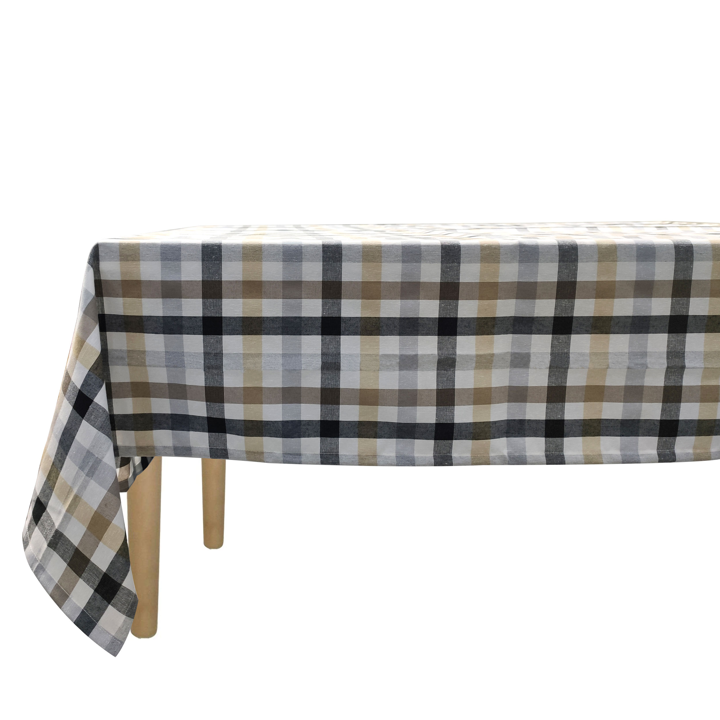 Tovaglia Confezionata Quadretti Grigi Beige 140x240 cm Image