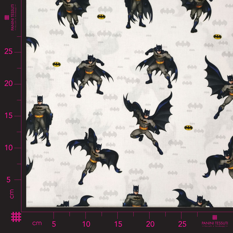 Tessuto leggero fantasia batman bianco (1)