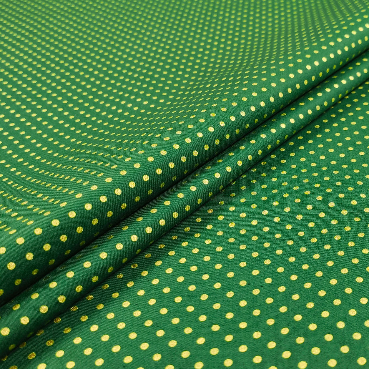 Tessuto Cotone Pois Lurex Sfondo Verde Image