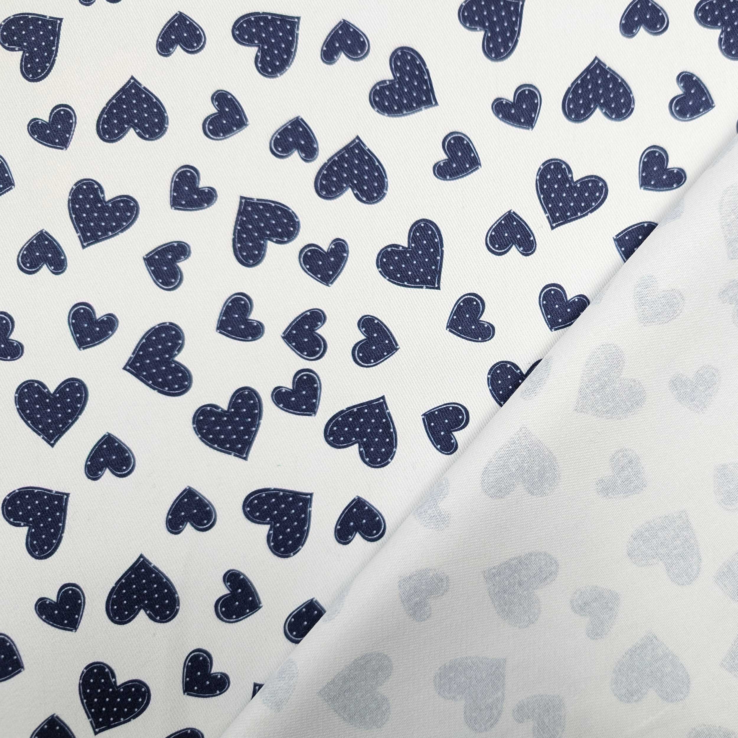 Gabardine Cotone Cuori Blu Image