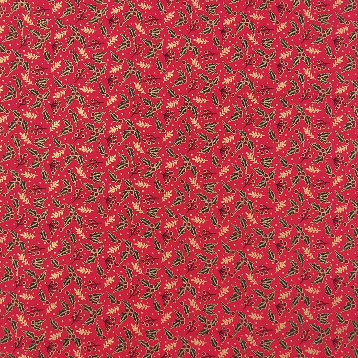 tessuto-in-cotone-agrifoglio-sfondo-oro-rosso