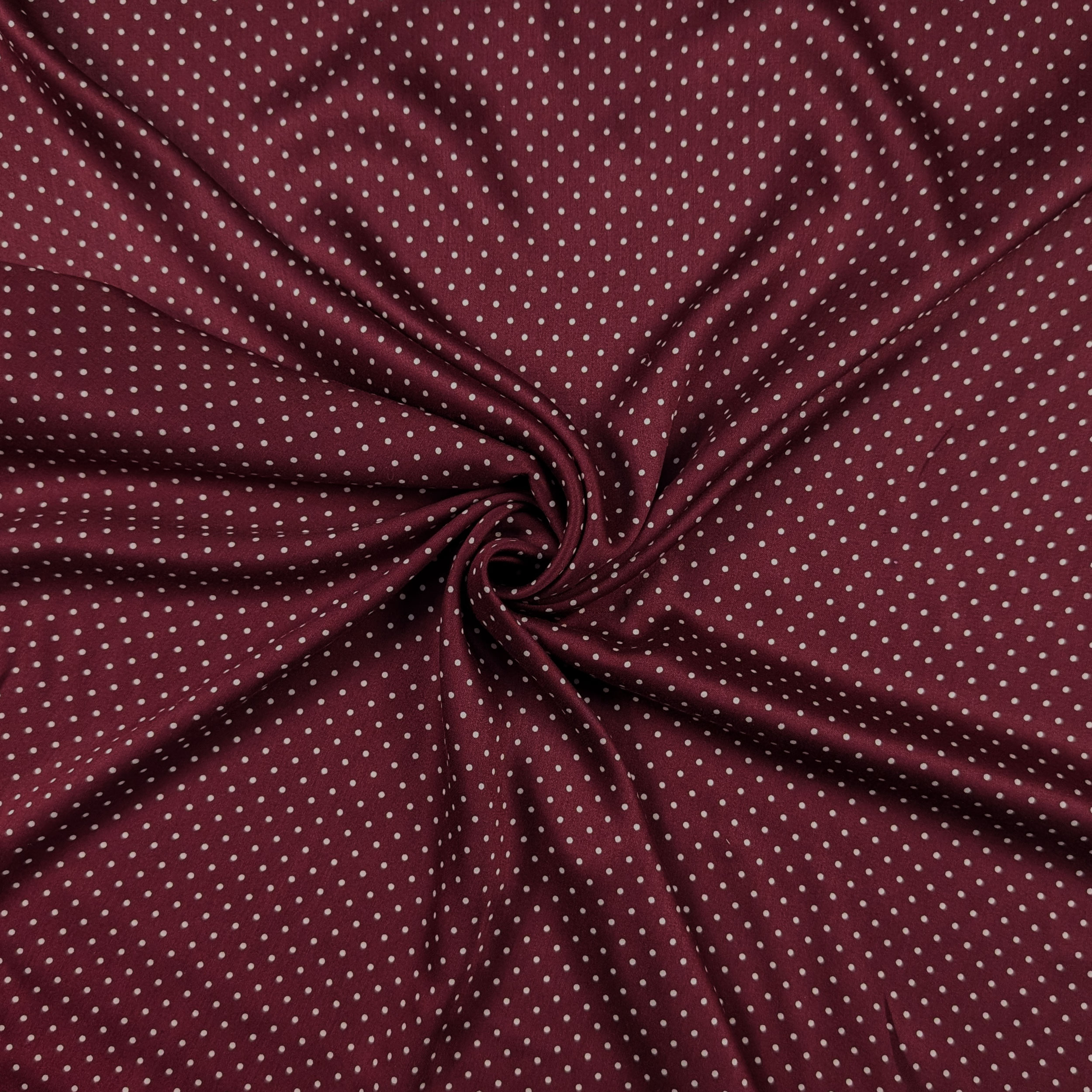 Tessuto Viscosa Bordeaux Pois Bianchi Image