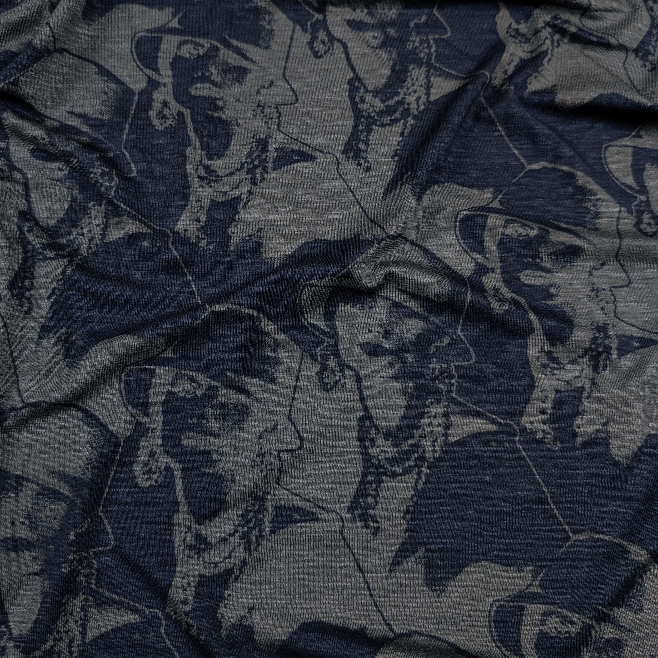 Maglina Cotone Moda Grigio Melange e Blu Image