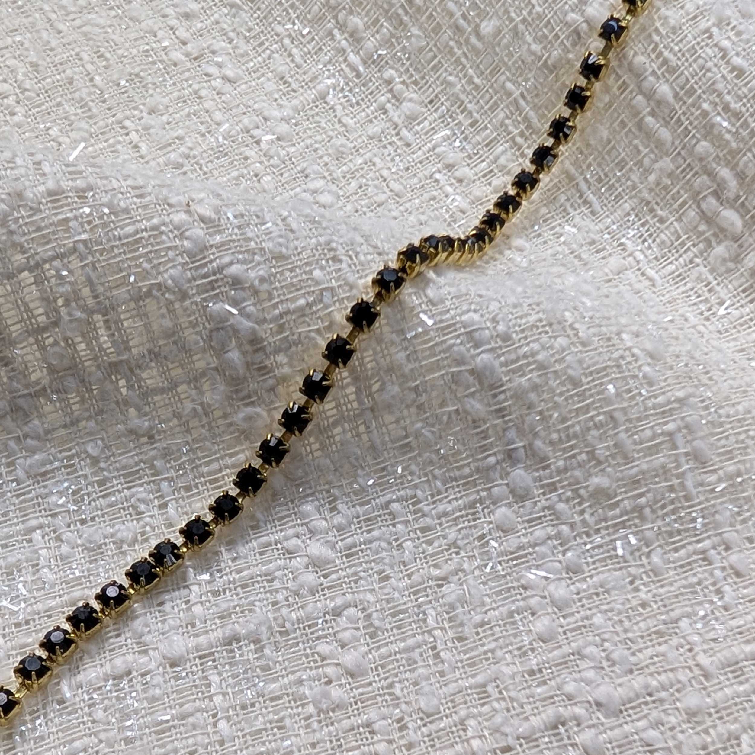 Catena Dorata con Strass Neri Image