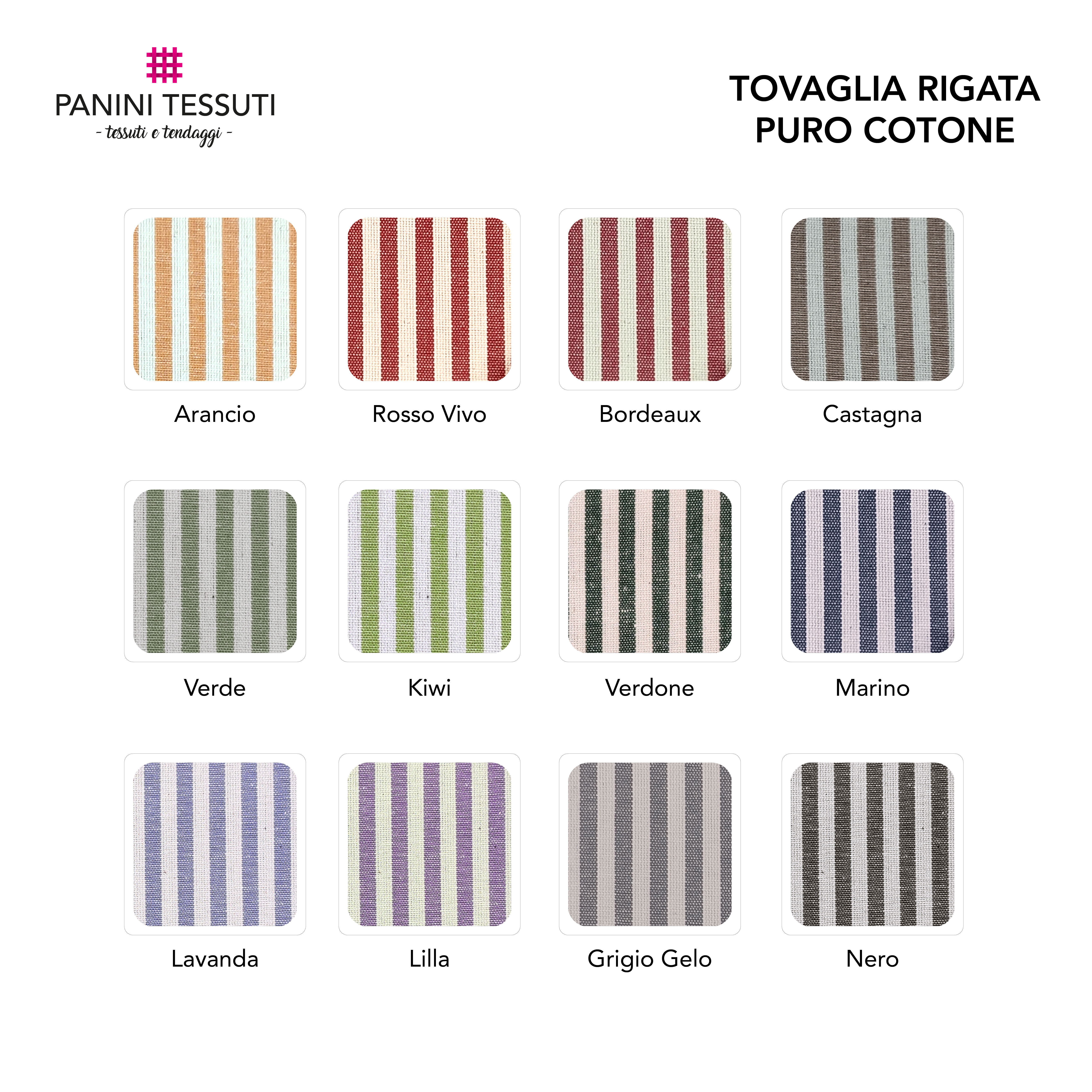 Tessuto Tovaglia Rigata in Puro Cotone Image