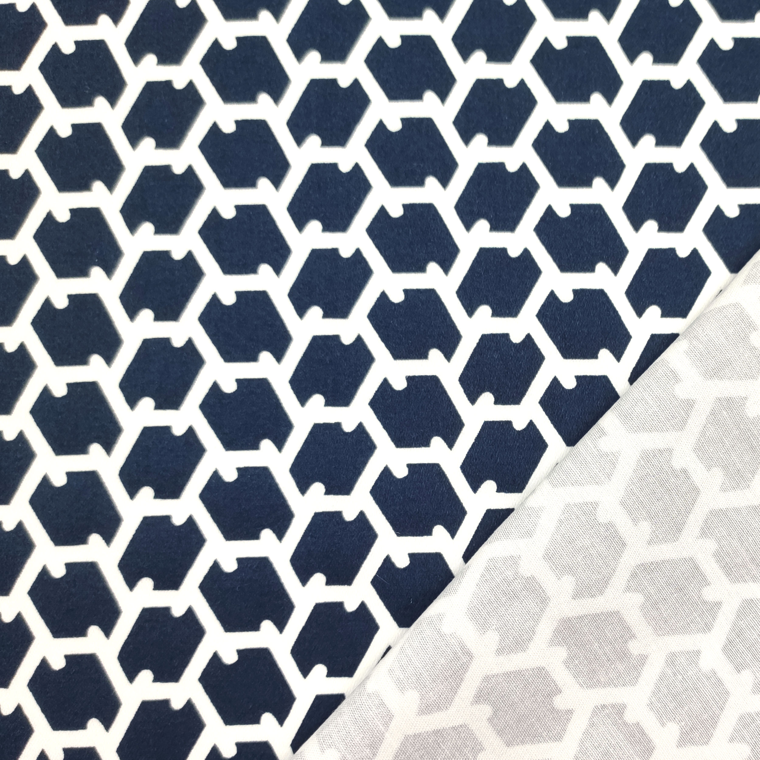 Cotone Elasticizzato Blu Geometria Astratta