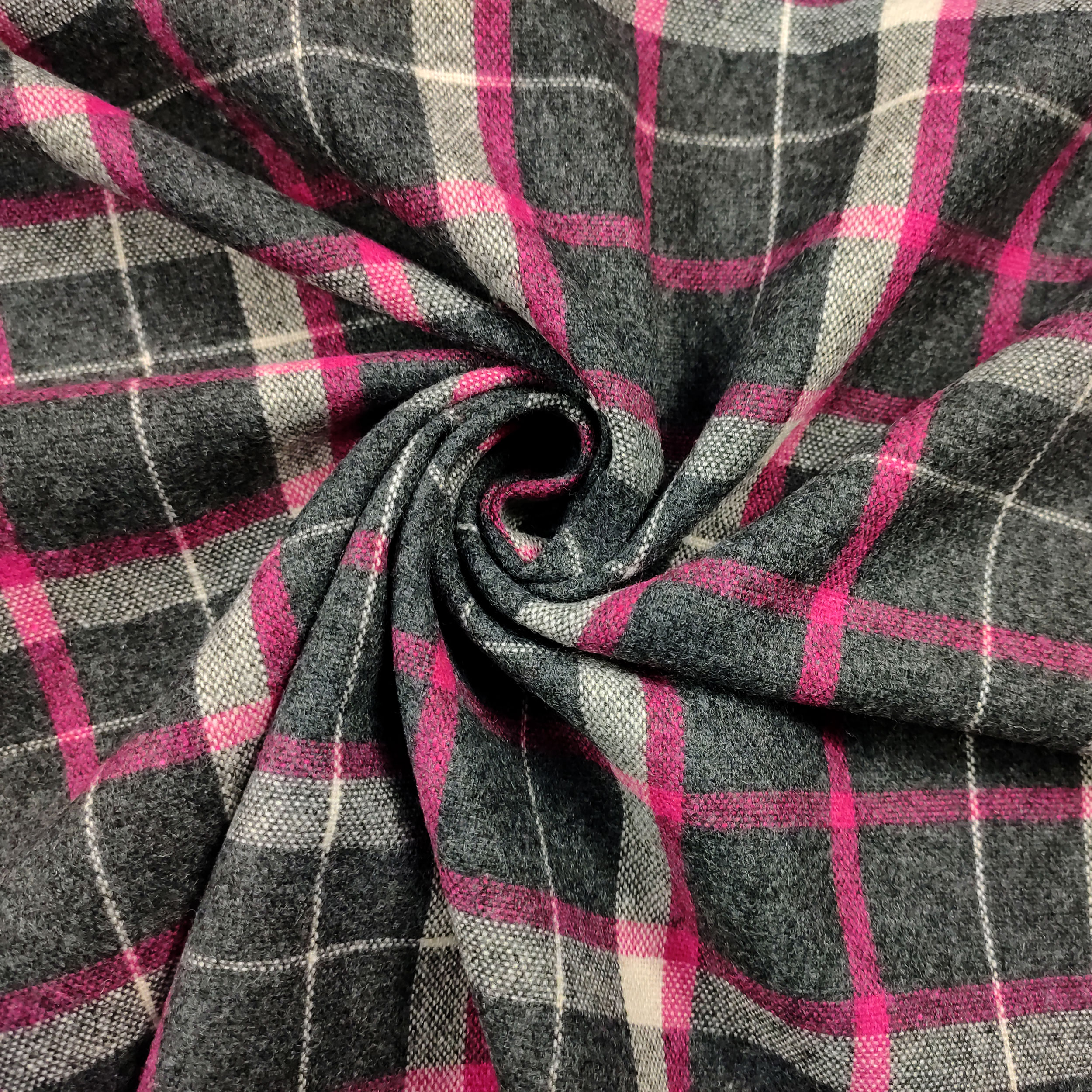 Scampolo Tartan Fuxia Bianco Misto Lana