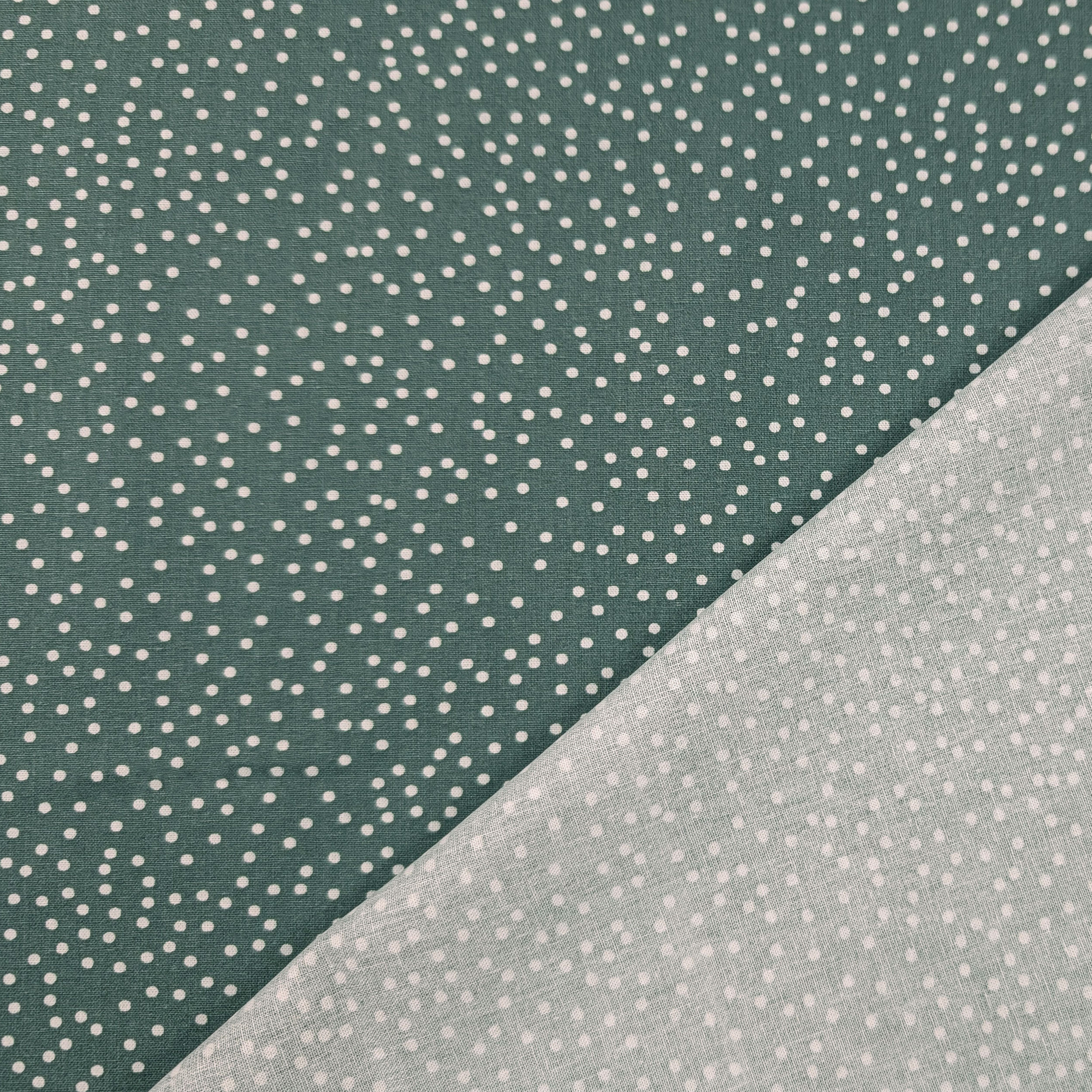 Popeline Cotone Pois Bianchi Sfondo Verde Grigio Image