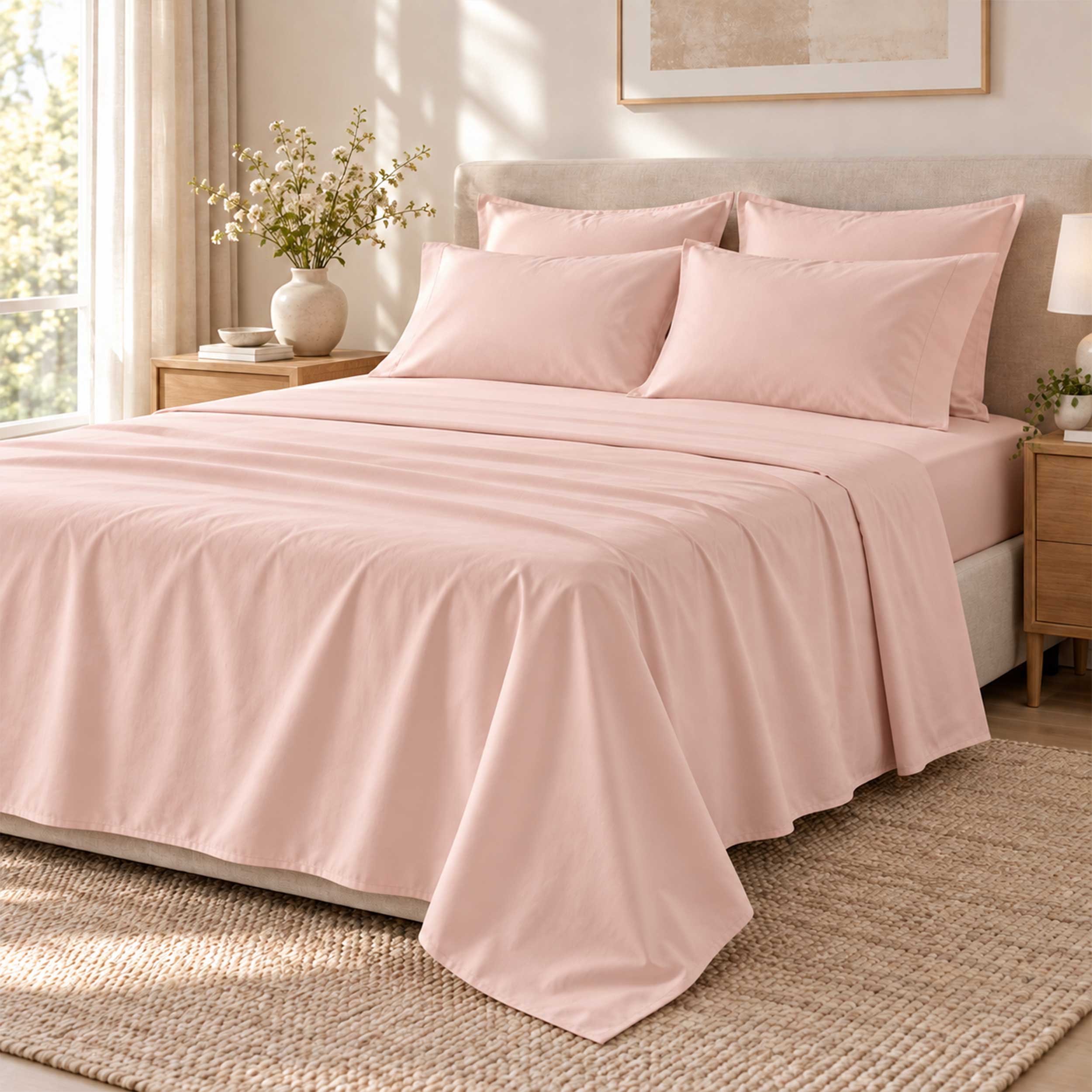 Lenzuolo Cotone Percalle Rosa Image