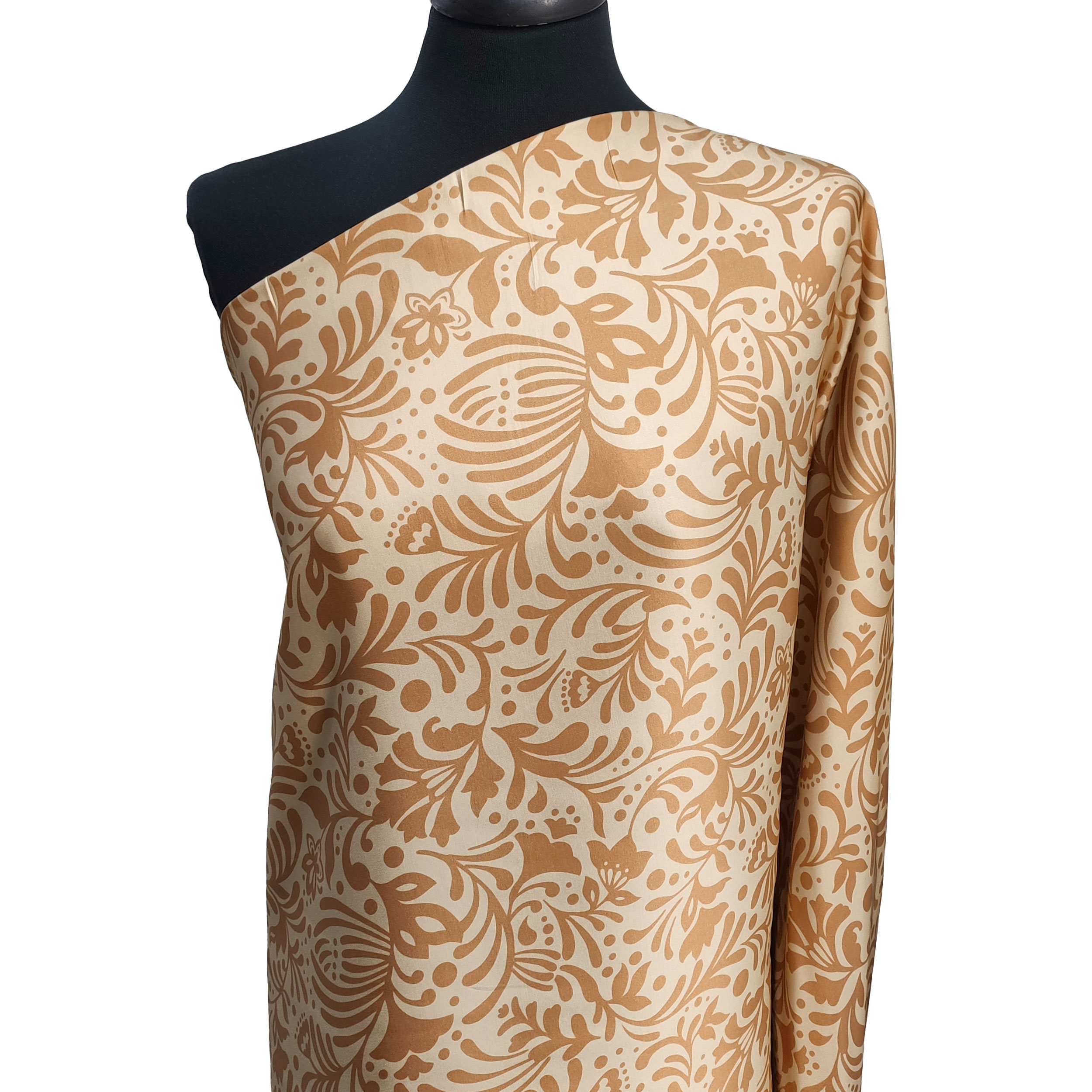 Raso Misto Seta Alta Moda Fantasia Floreale Beige