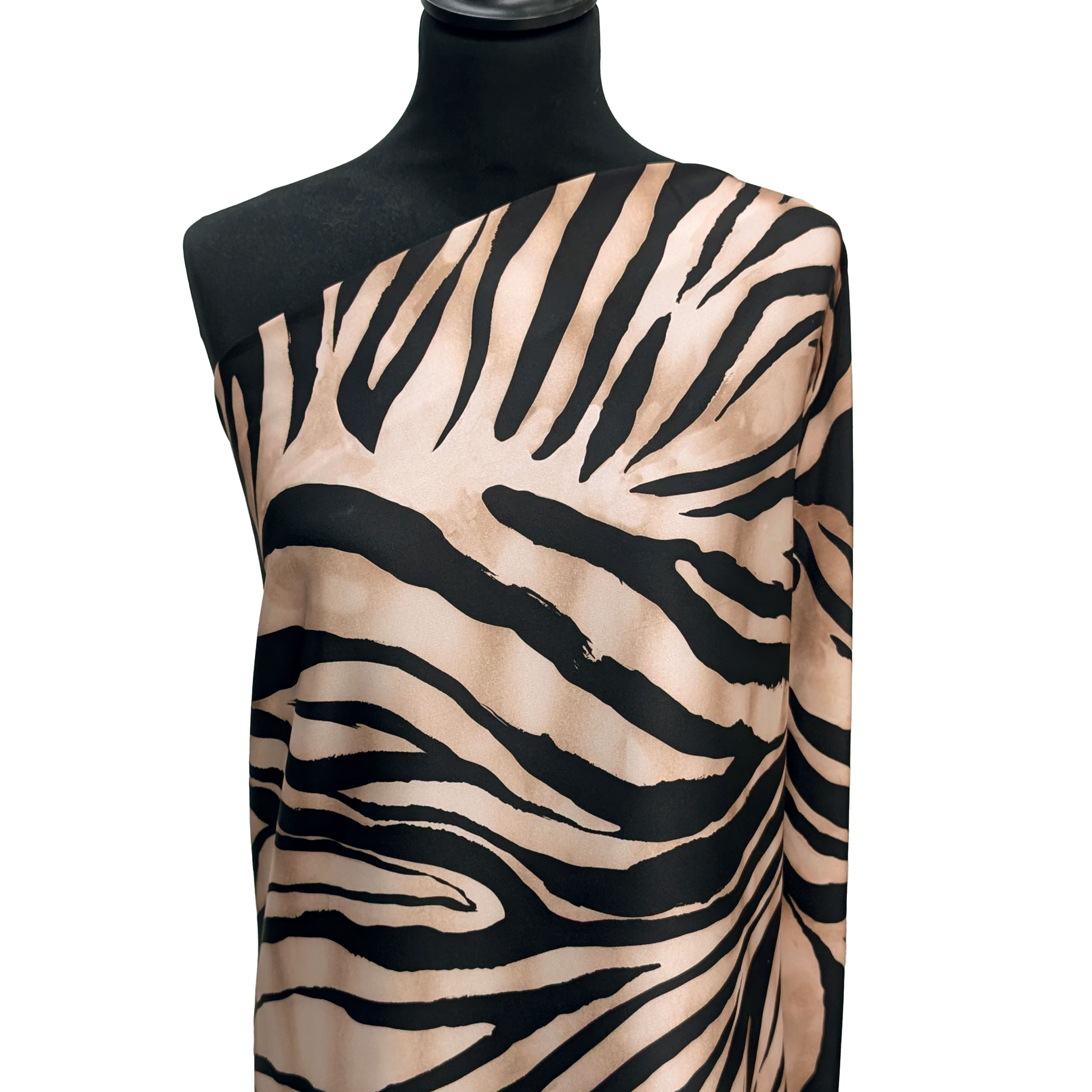 Raso Setato Alta Moda Fantasia Zebrata Cipria e Nero Image