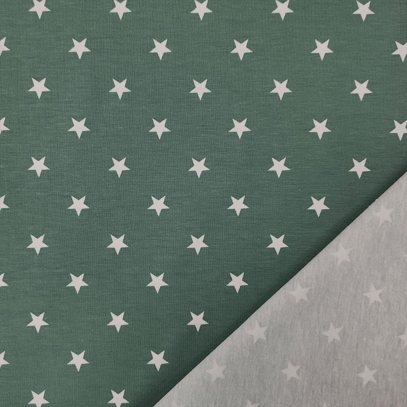 Tessuto Jersey Stelline Verde