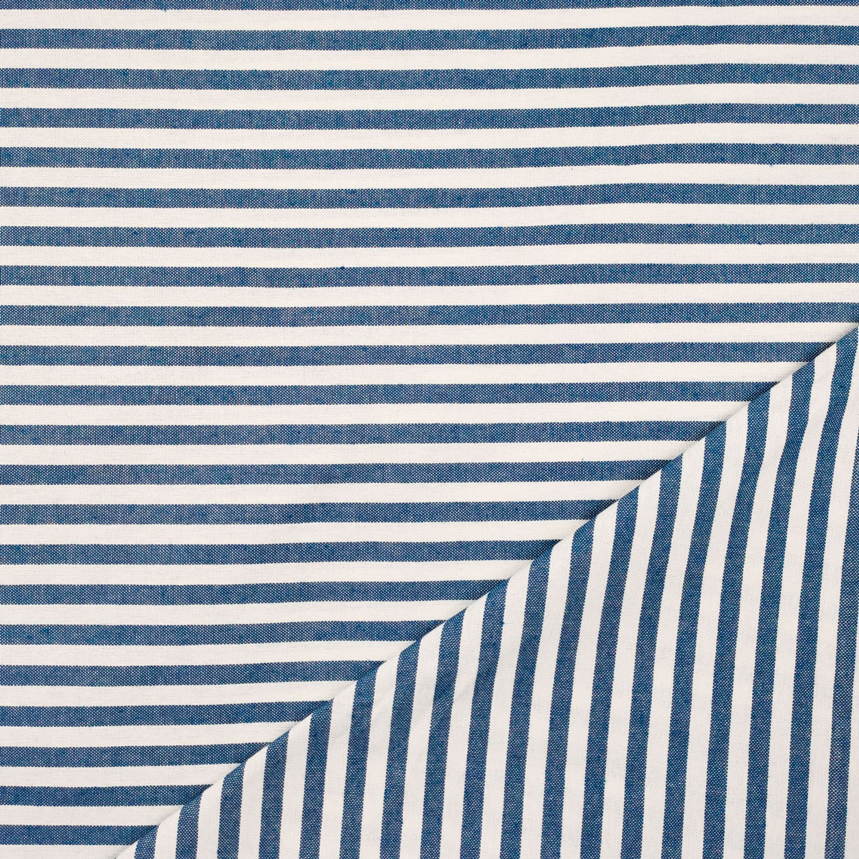 Tessuto Panama Tinto In Filo a Righe Blu Scuro H 140 cm