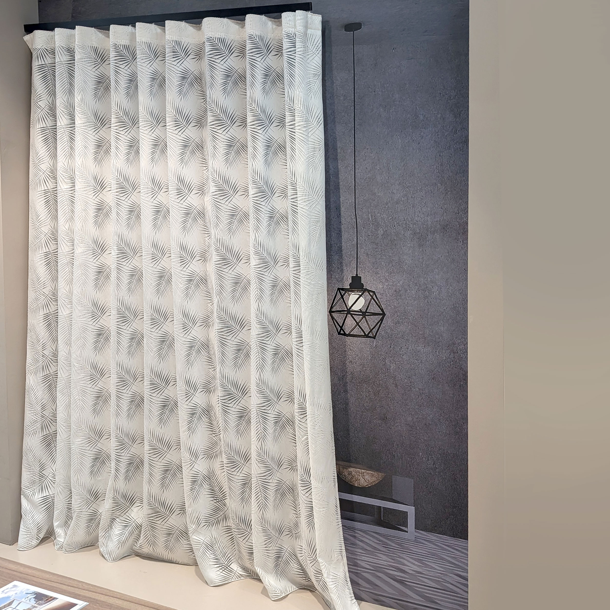 Tessuto Tenda Devorè Felce Bianco Image