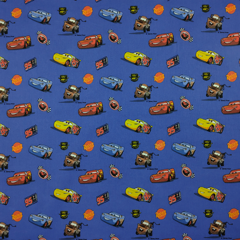 Tessuto Cotone Disney Cars Blu