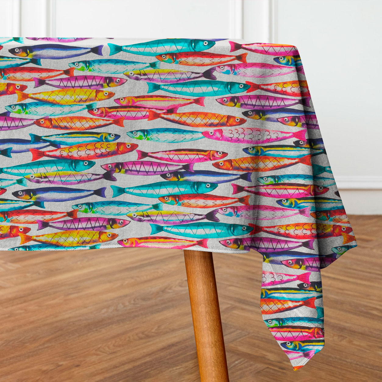 Tessuto arredo panama stampato sardine multicolor
