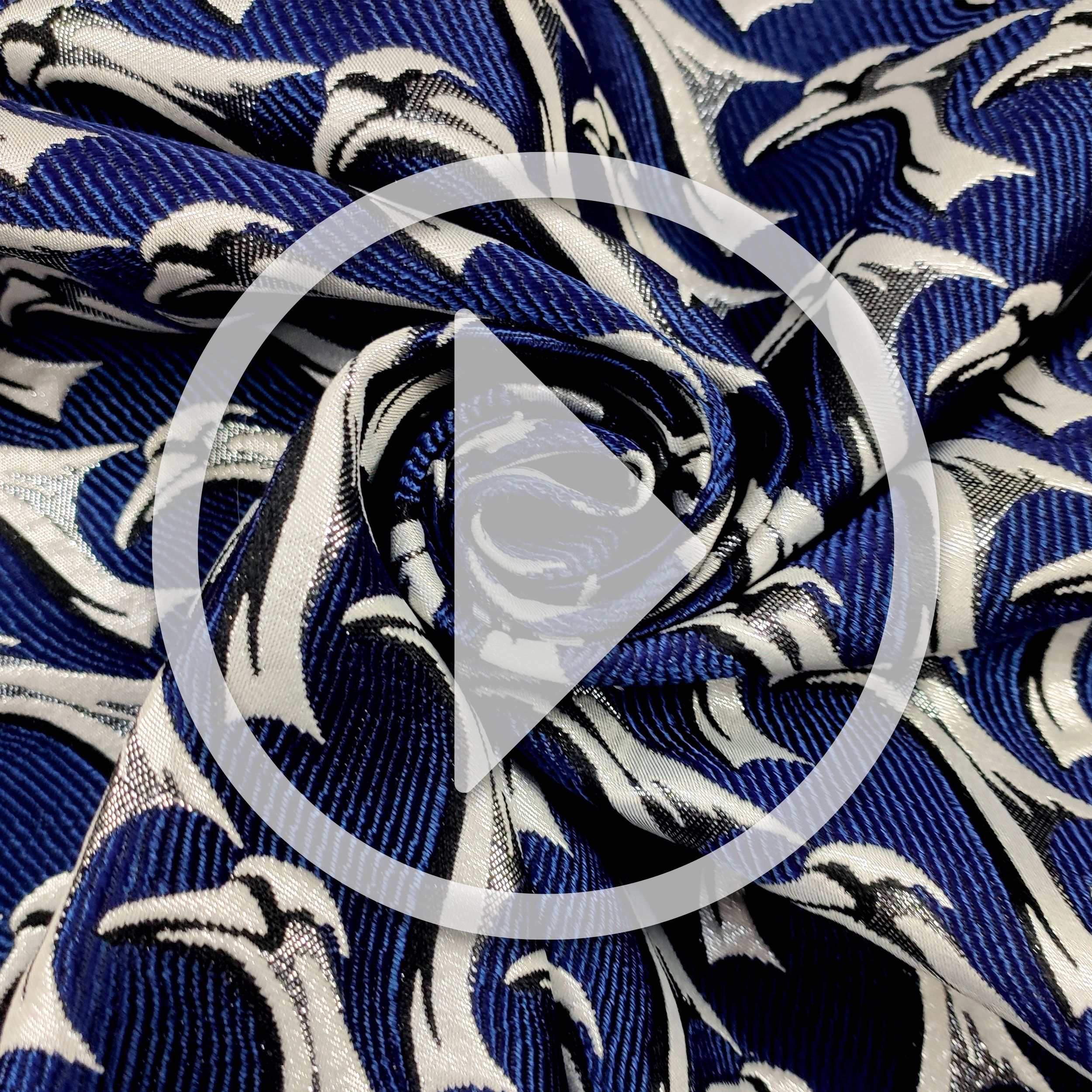 Broccato Fantasia Alta Moda Blu e Argento Lurex Image