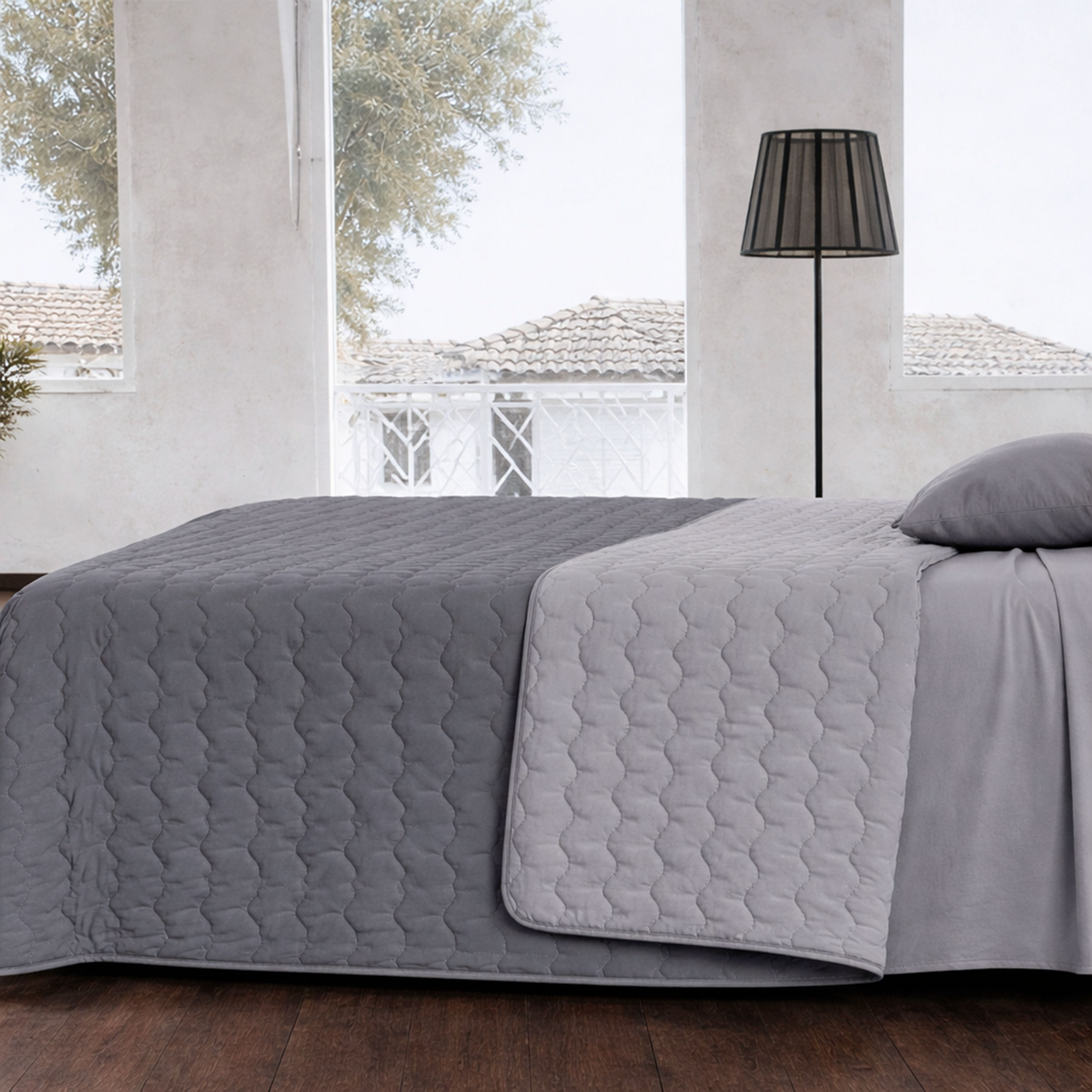 Trapuntato Matrimoniale Leggero Bicolore Grigio Image