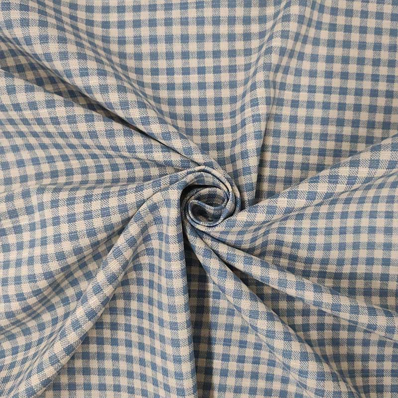 Tessuto cotone arredo quadretto azzurro