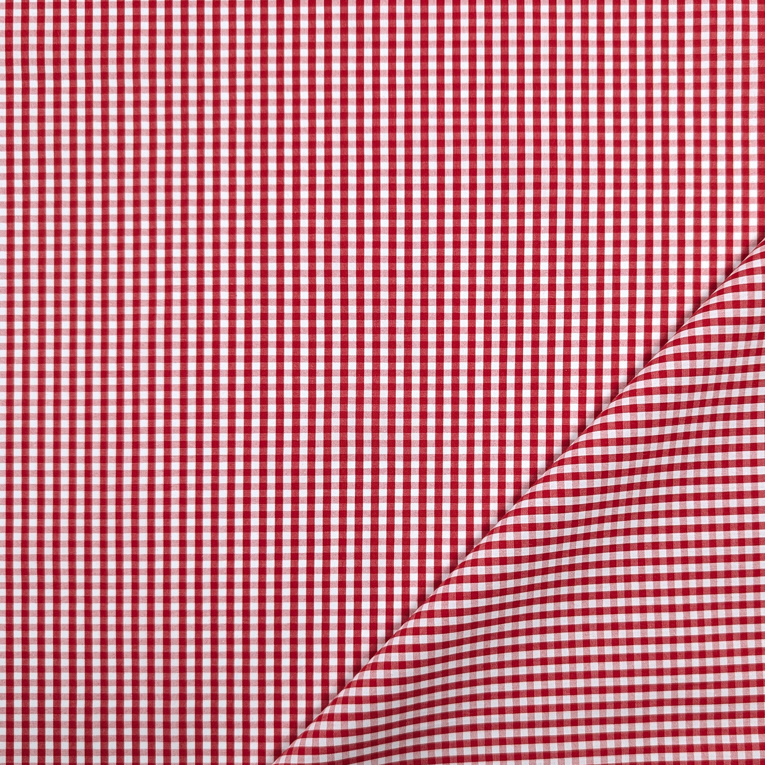 Cotone per Camiceria Quadrettini Rossi Image