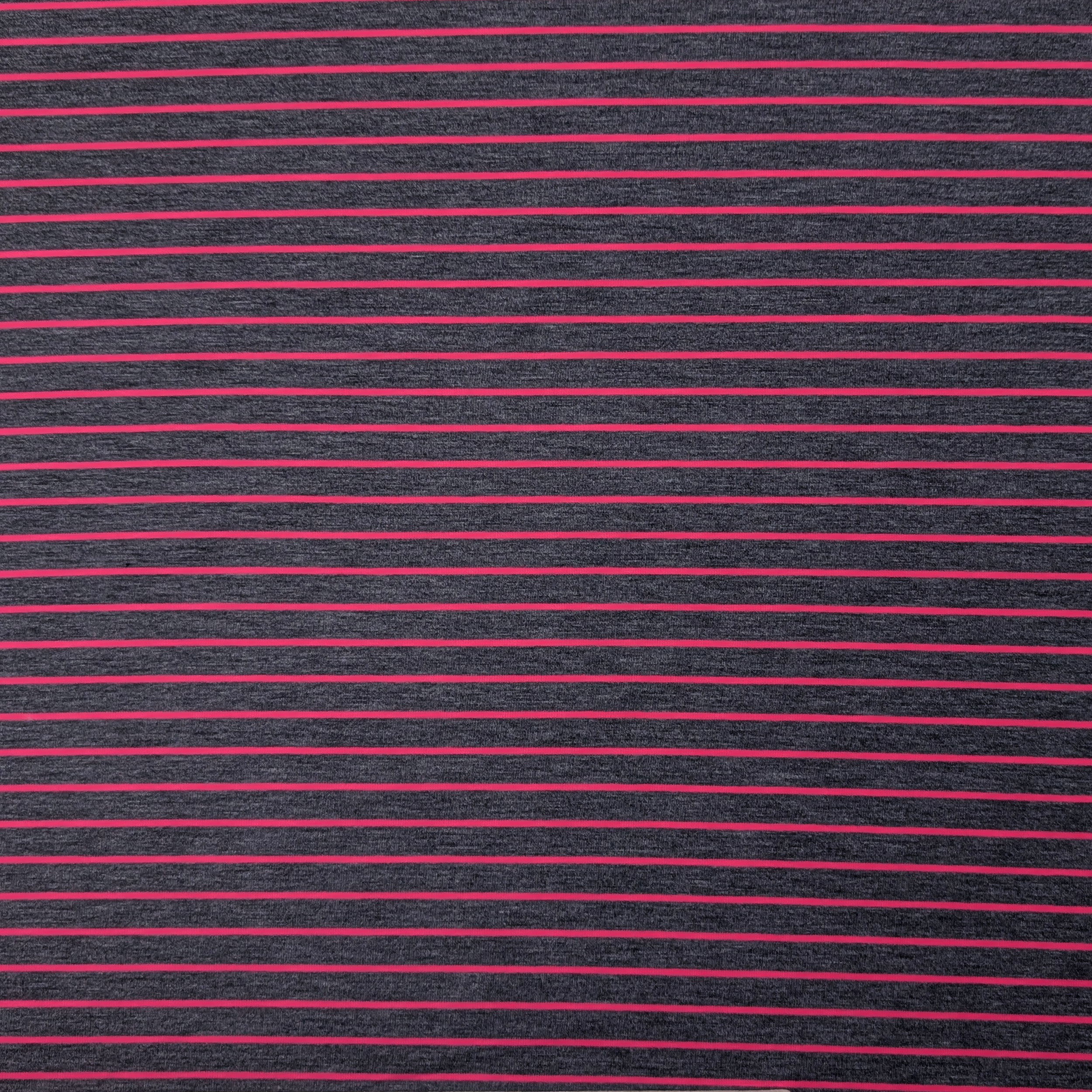 Jersey Felpato Antracite a Righe Fuxia Fluo Image