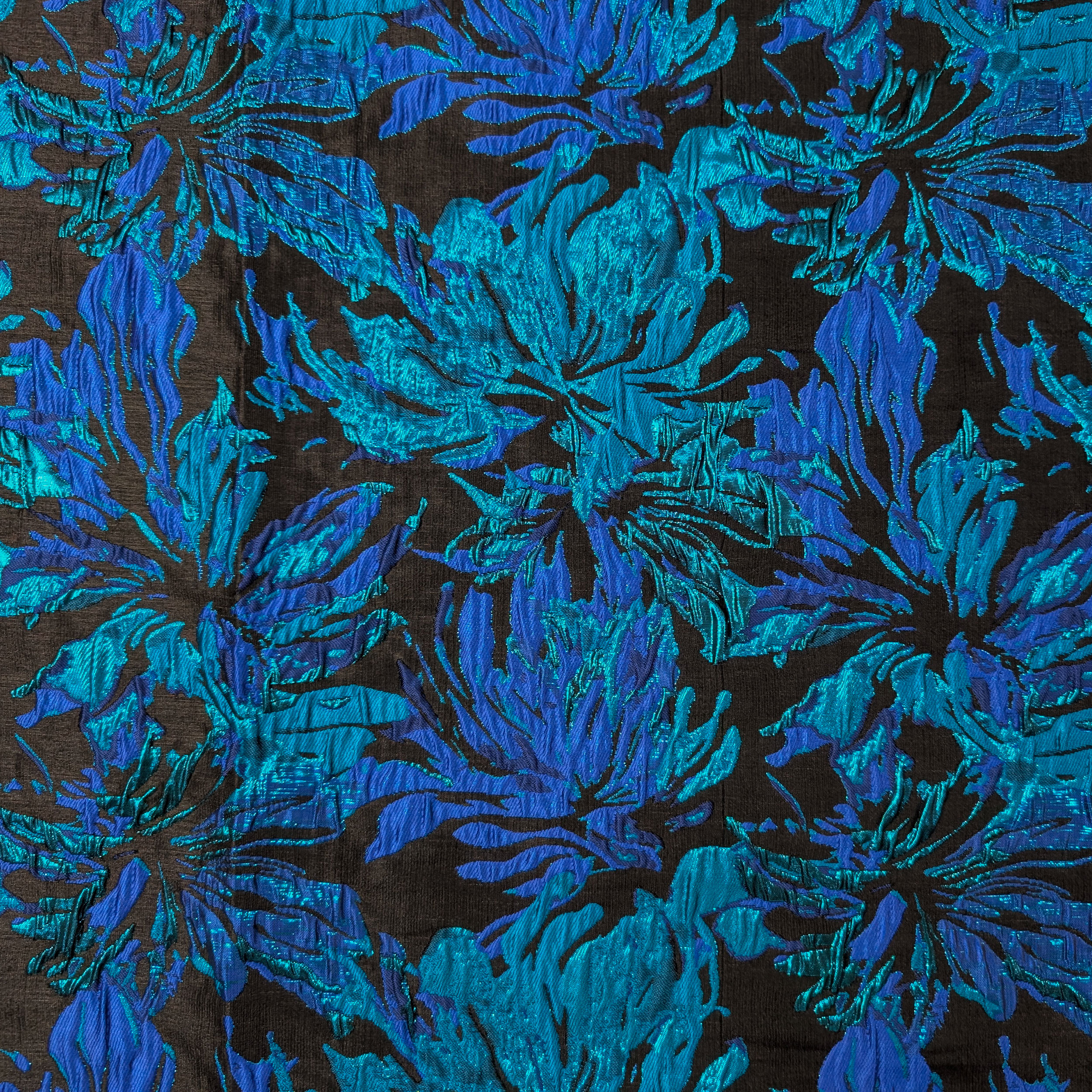 Broccato Moda Fantasia Floreale Blu Lurex Image