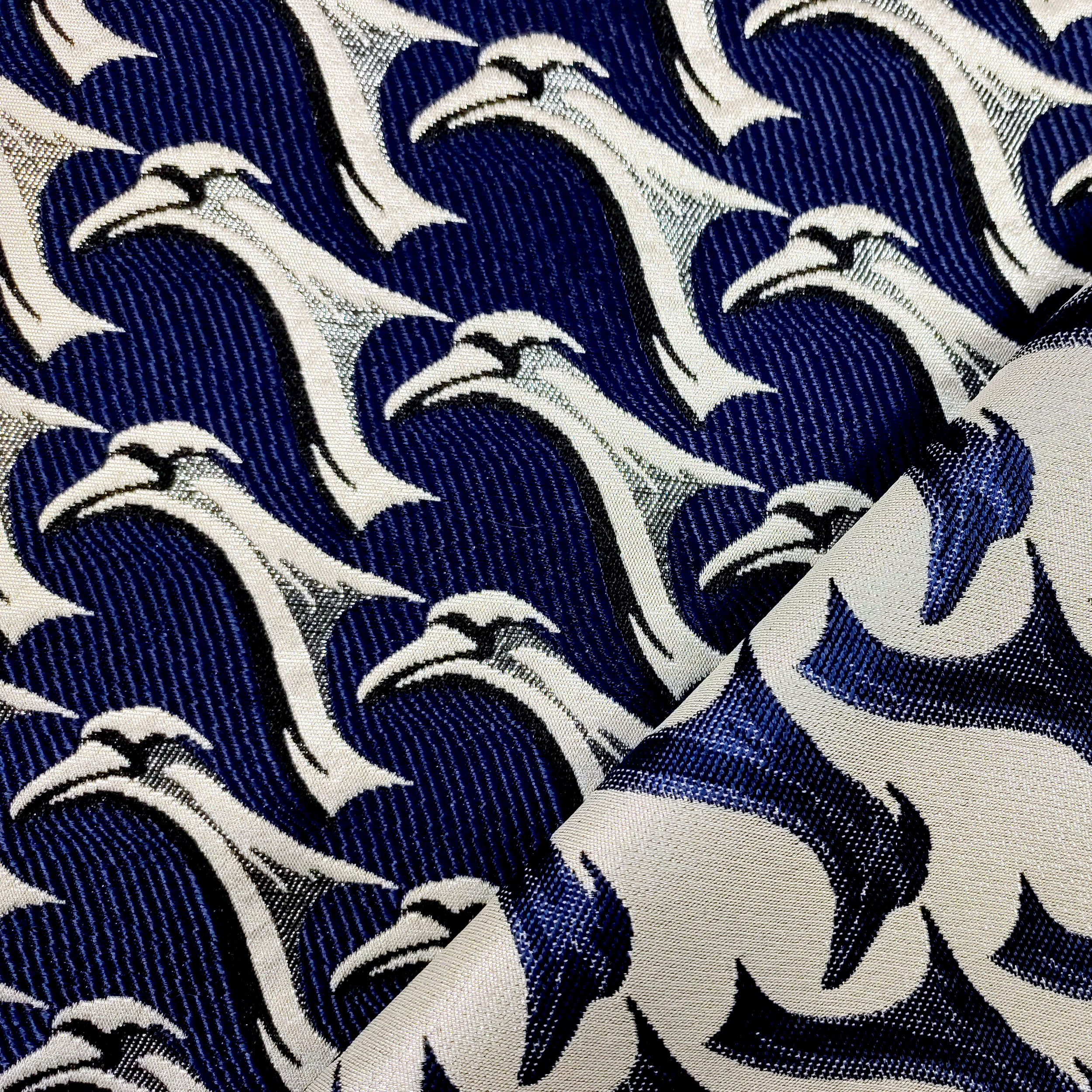 Broccato Fantasia Alta Moda Blu e Argento Lurex Image