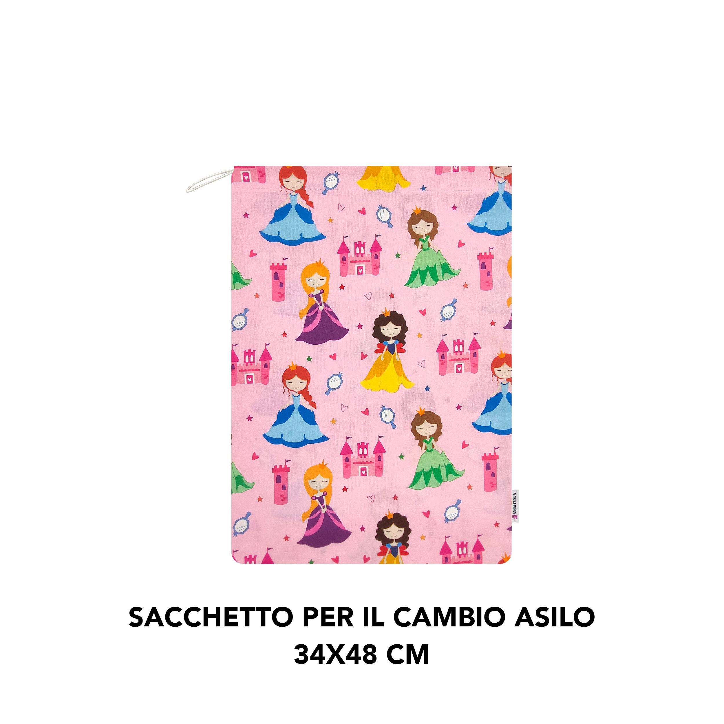 Sacchetto per il Cambio Asilo Principesse Sfondo Rosa
