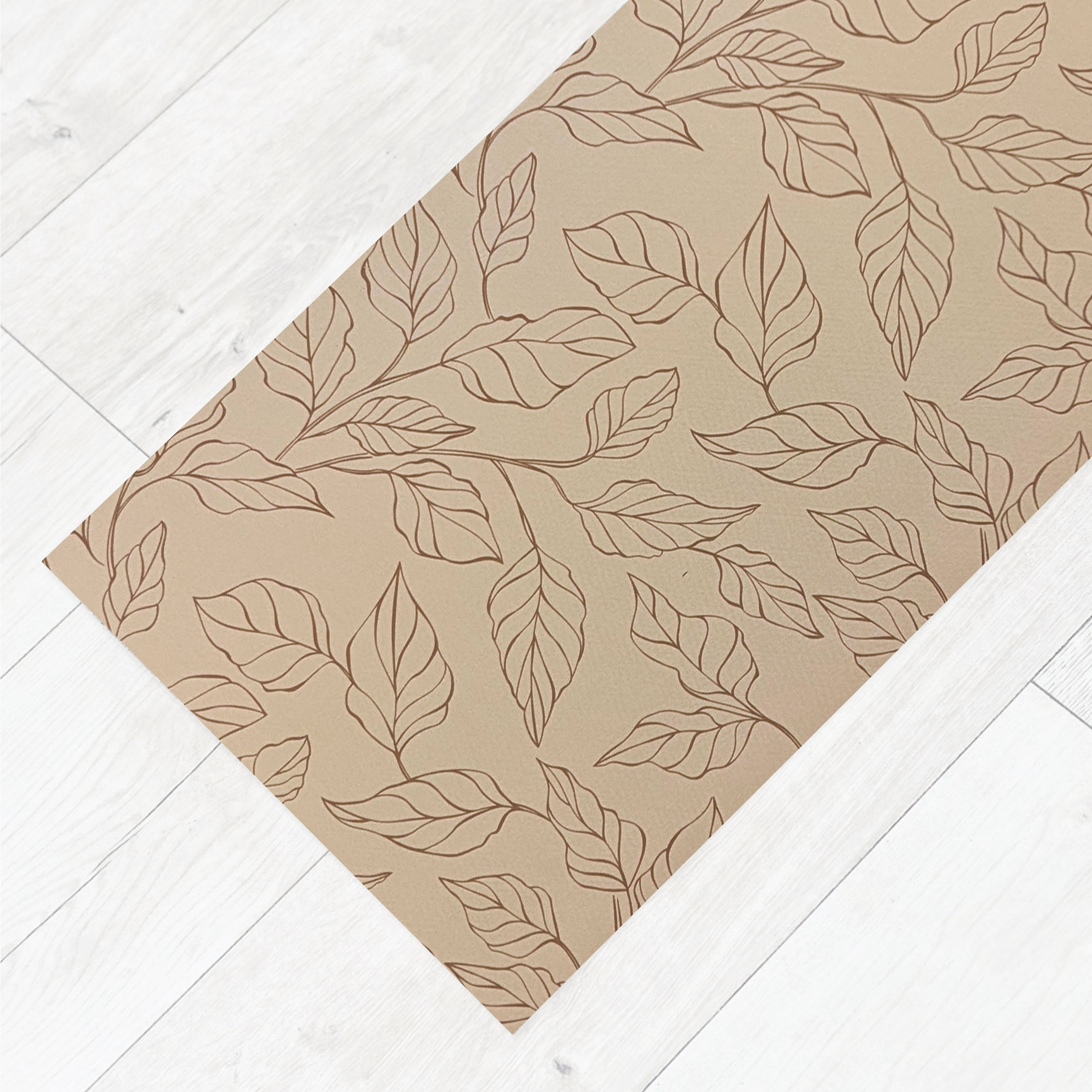 Passatoia da Cucina Foglie Sfondo Beige Image