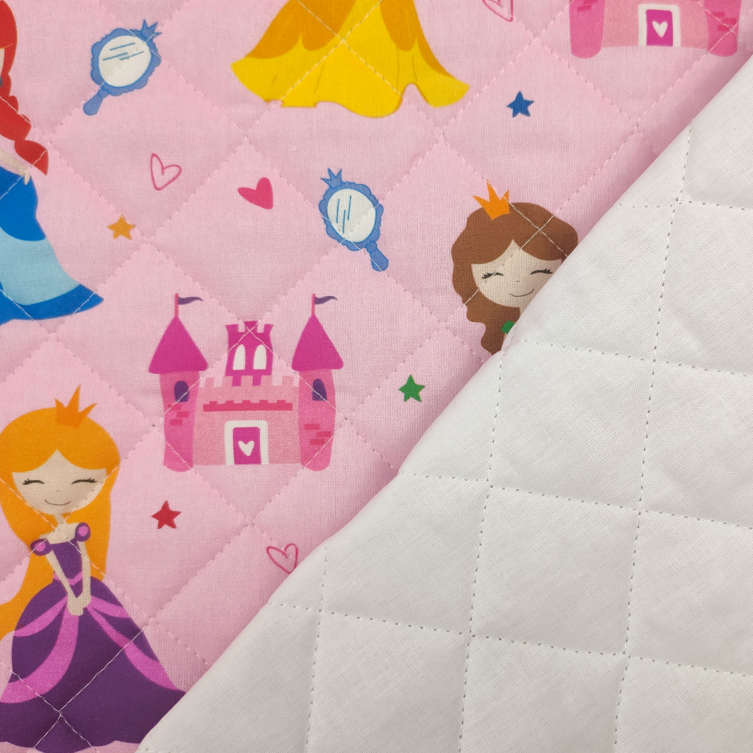 Tessuto Trapuntato Principesse Sfondo Rosa