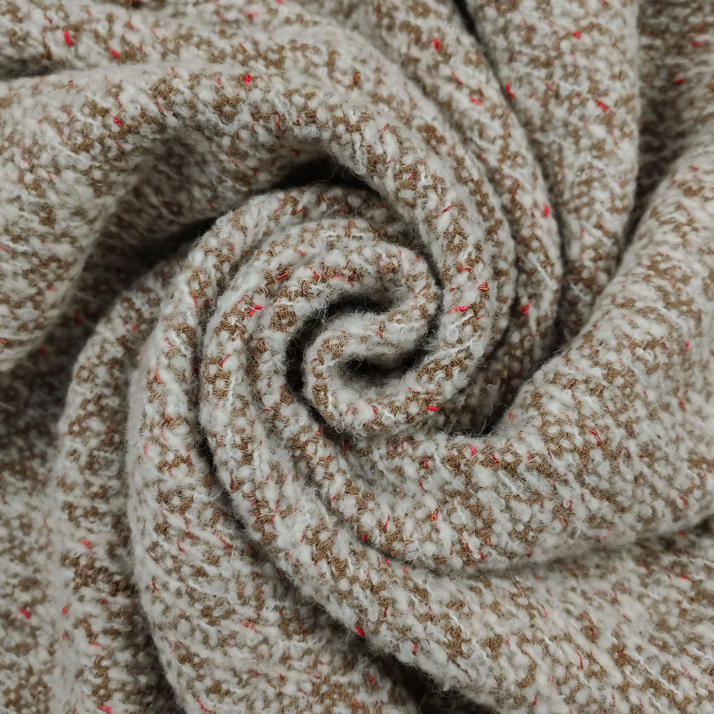 Tessuto Cappotto Intrecciato Beige Melange