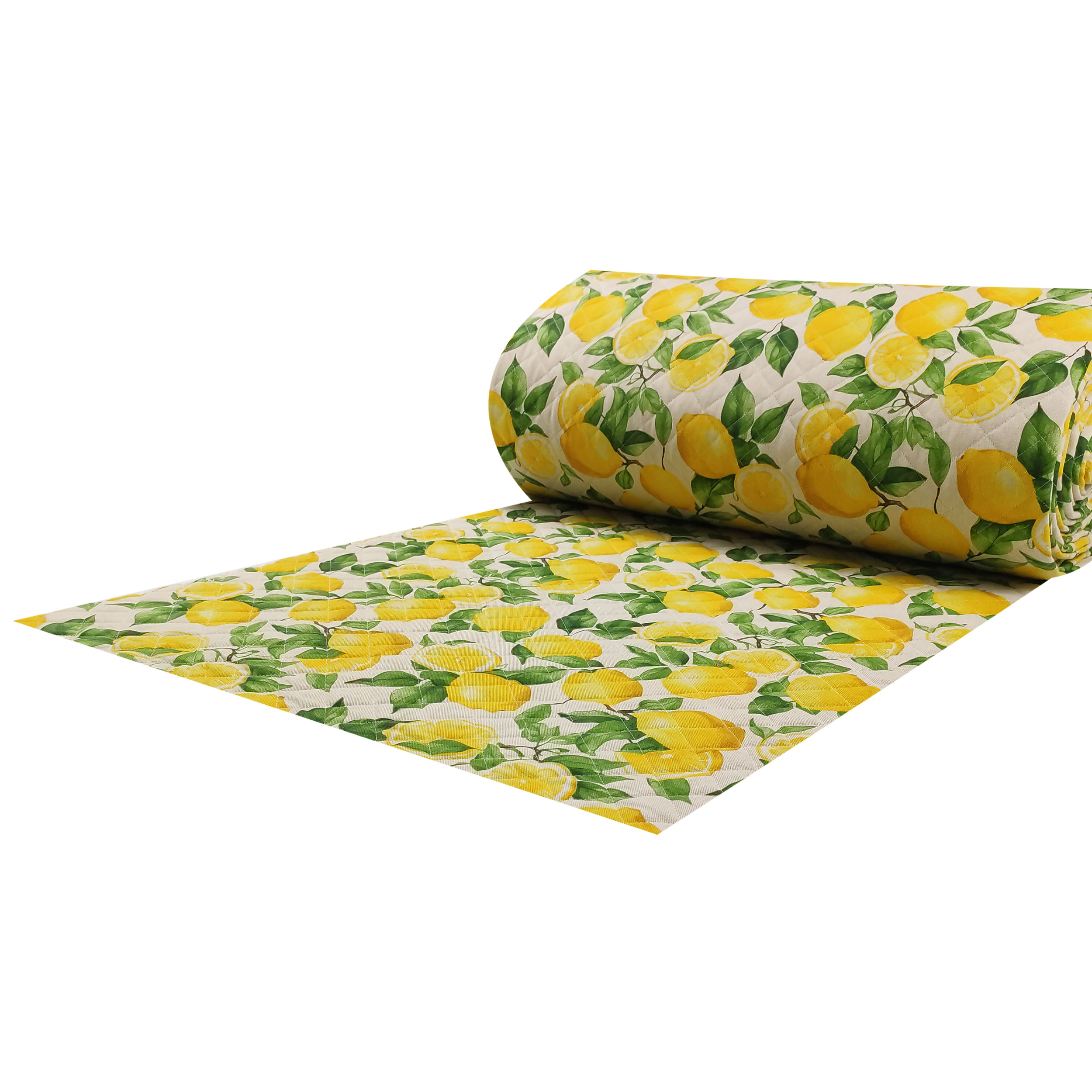 Tessuto Trapuntato Limoni Sfondo Beige