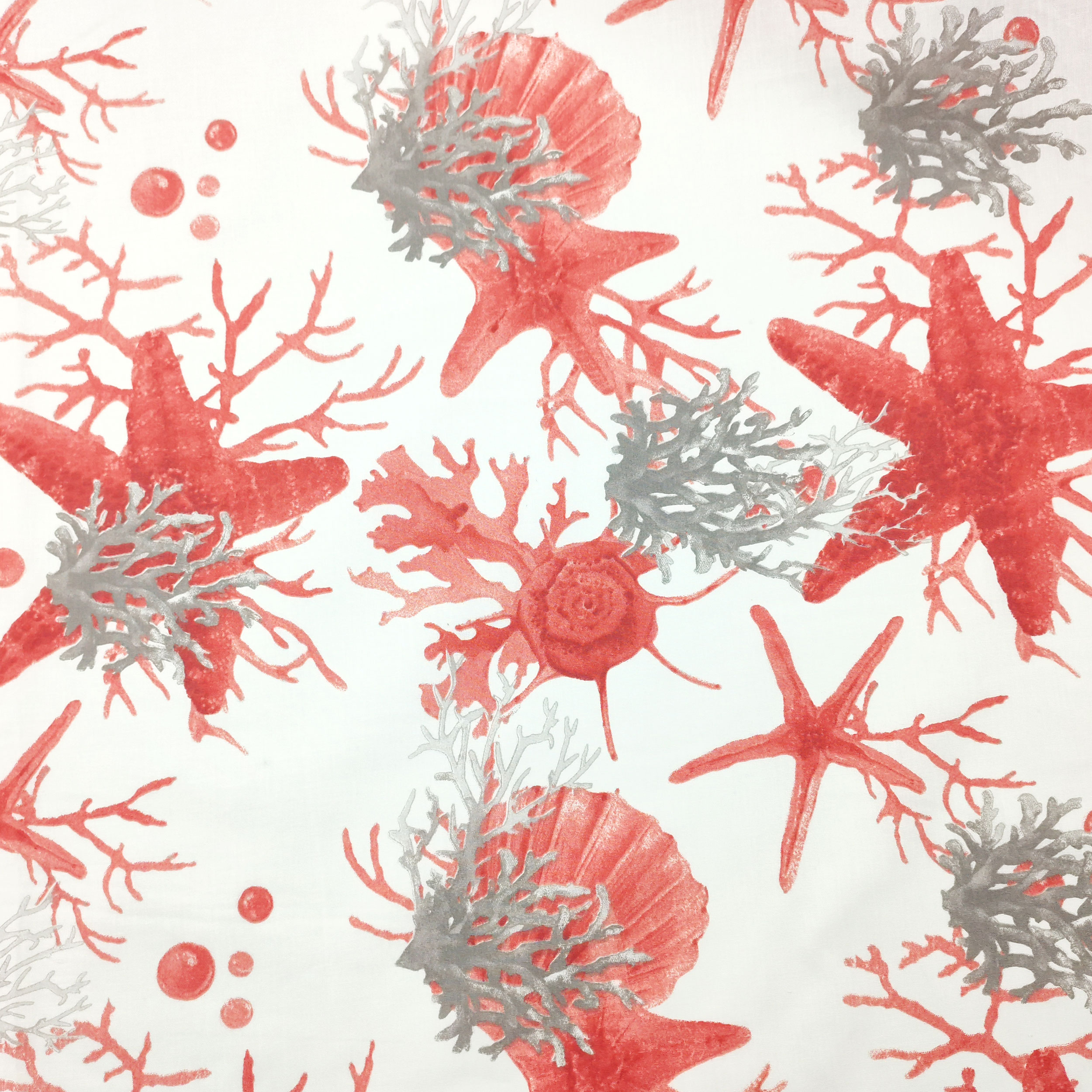 Tessuto Cotone con Coralli Stelle Marine Rosse