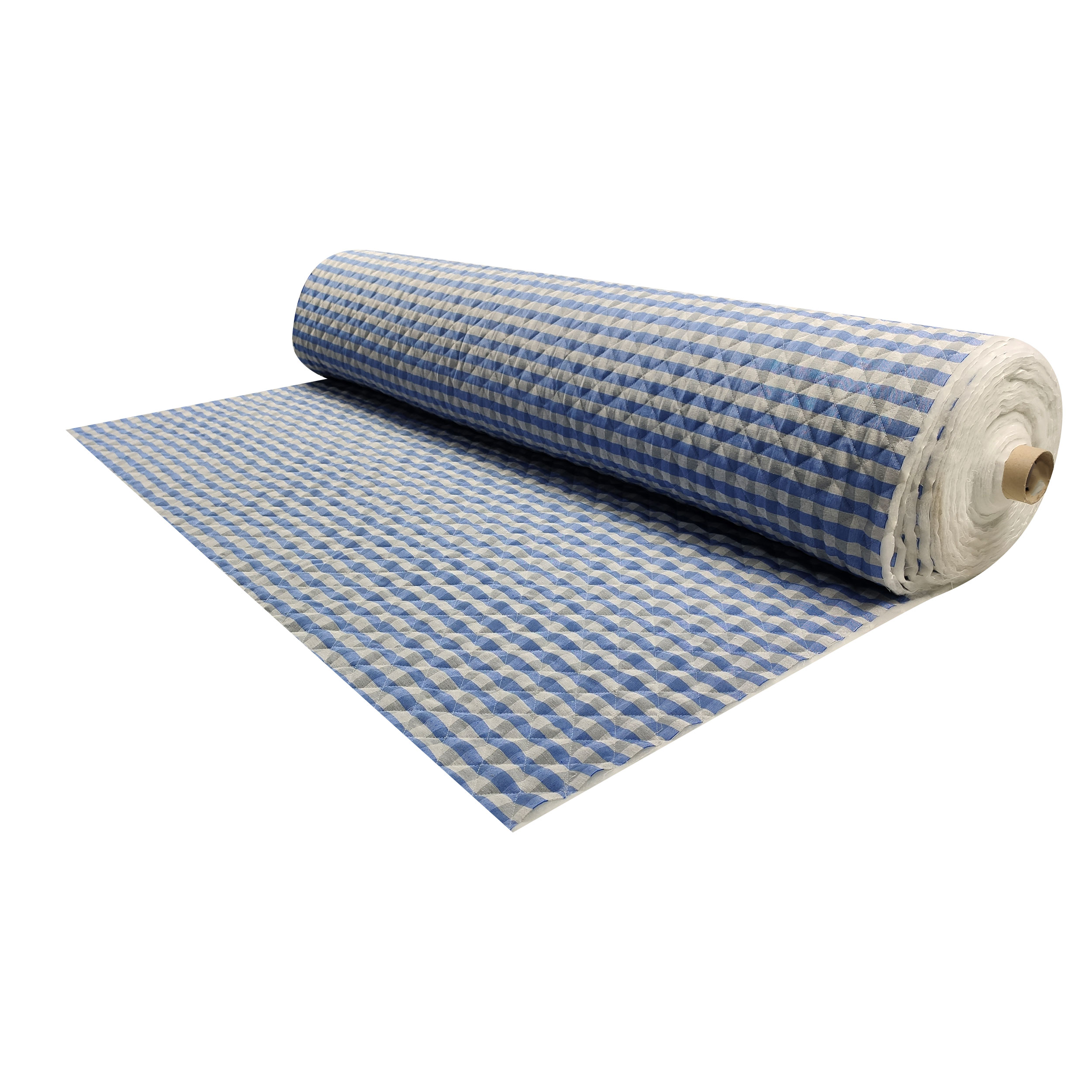 Tessuto Trapuntato Quadretti Azzurro e Grigio