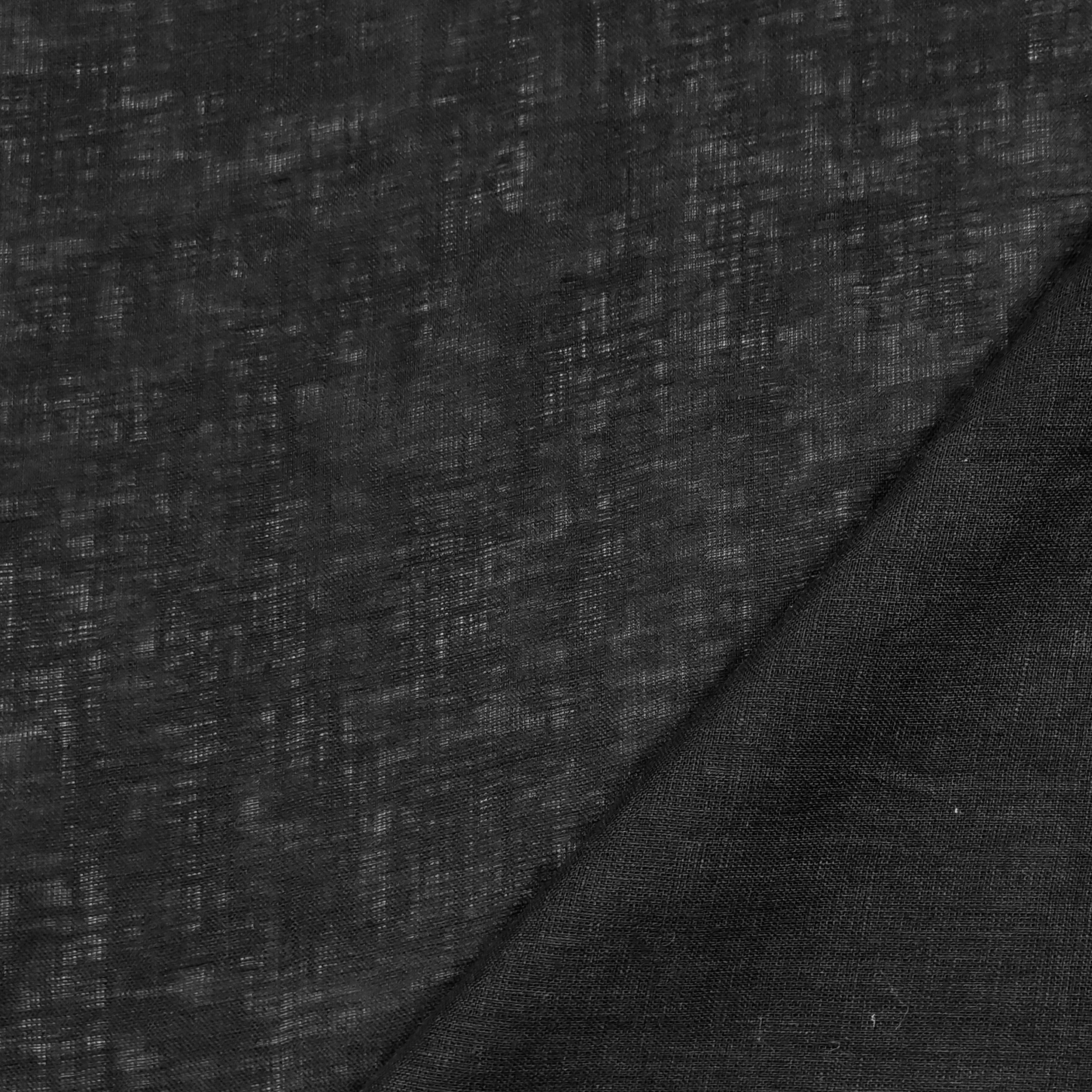 Tessuto Lino in Tinta Unita Nero