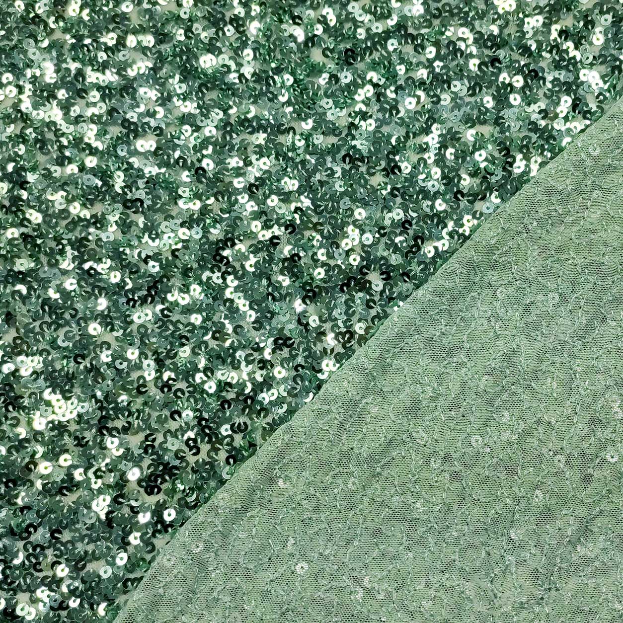 paillettes tessuto verde menta