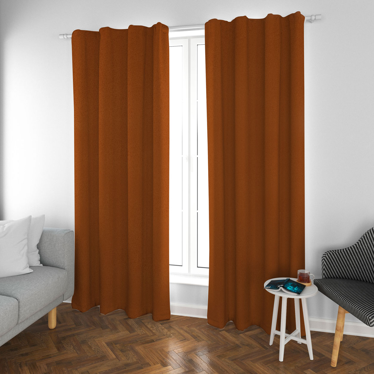 GBiancheria Tendaggio Tenda CHANTAL con Cuori Ricamati e Anelli in Alluminio mis.140×290 (Bianco, 2 Pannelli (140x290cm