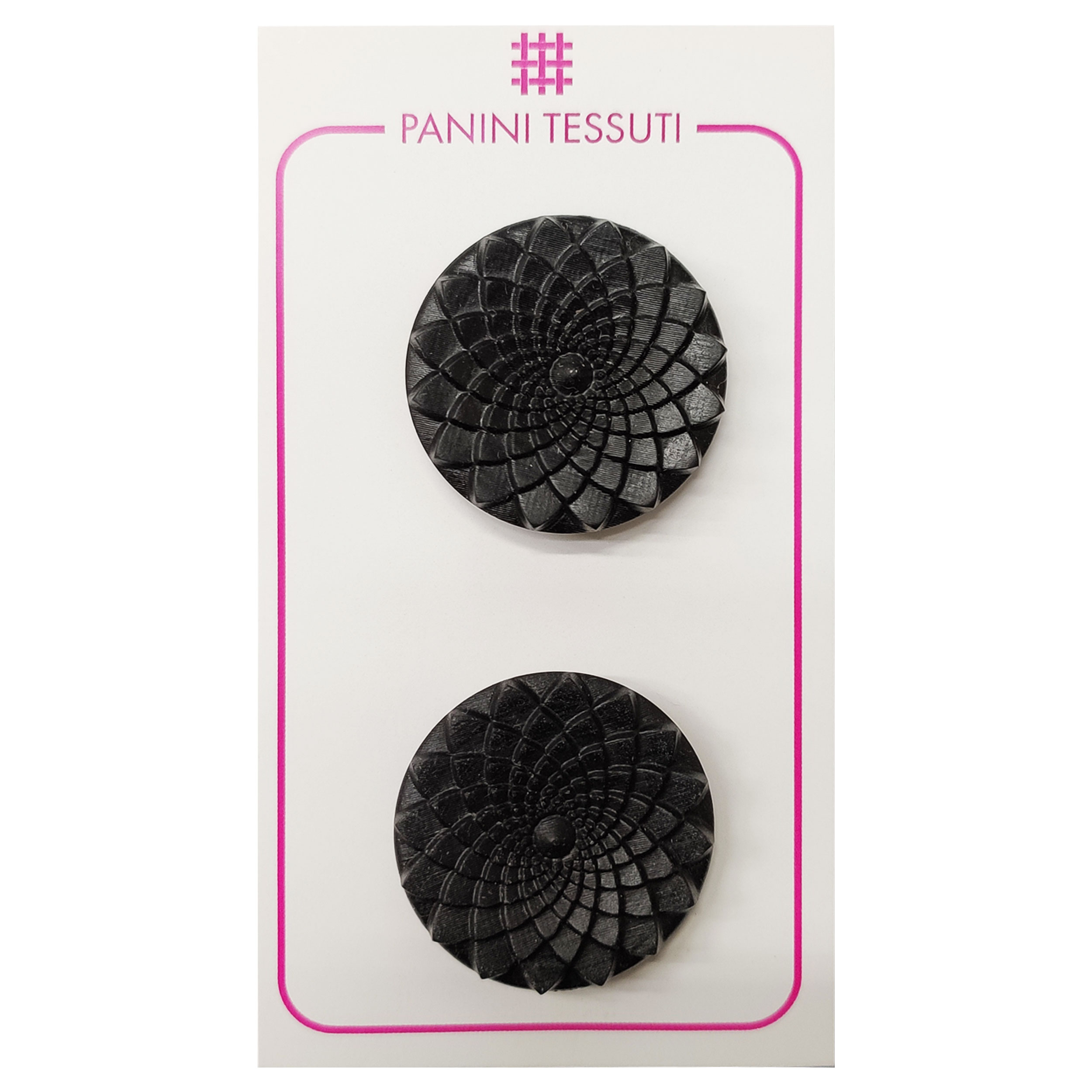 Bottoni Decorati Fiore Colore Nero 2 Pezzi - Lin 44