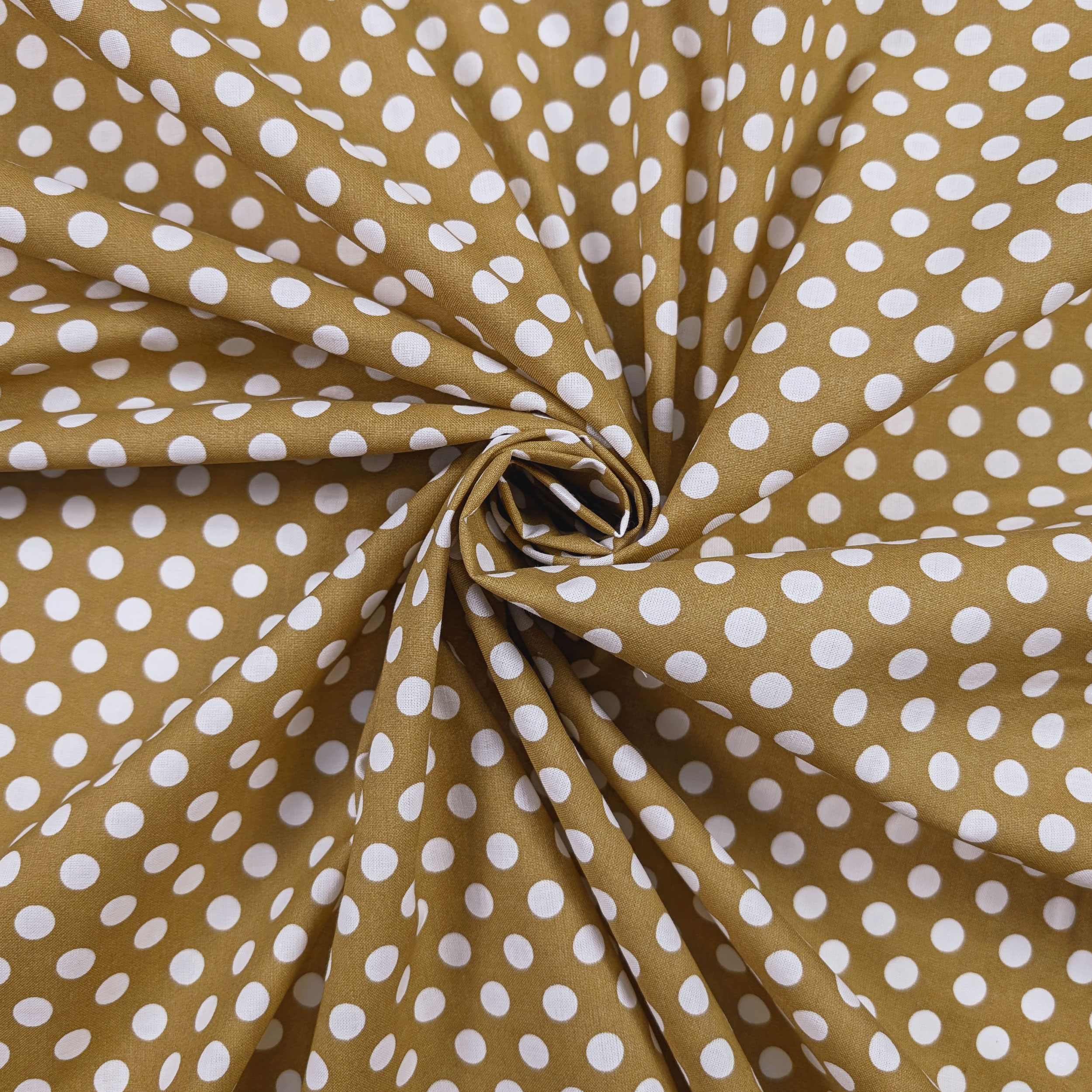 Tessuto Cotone Beige a Pois Grandi Image