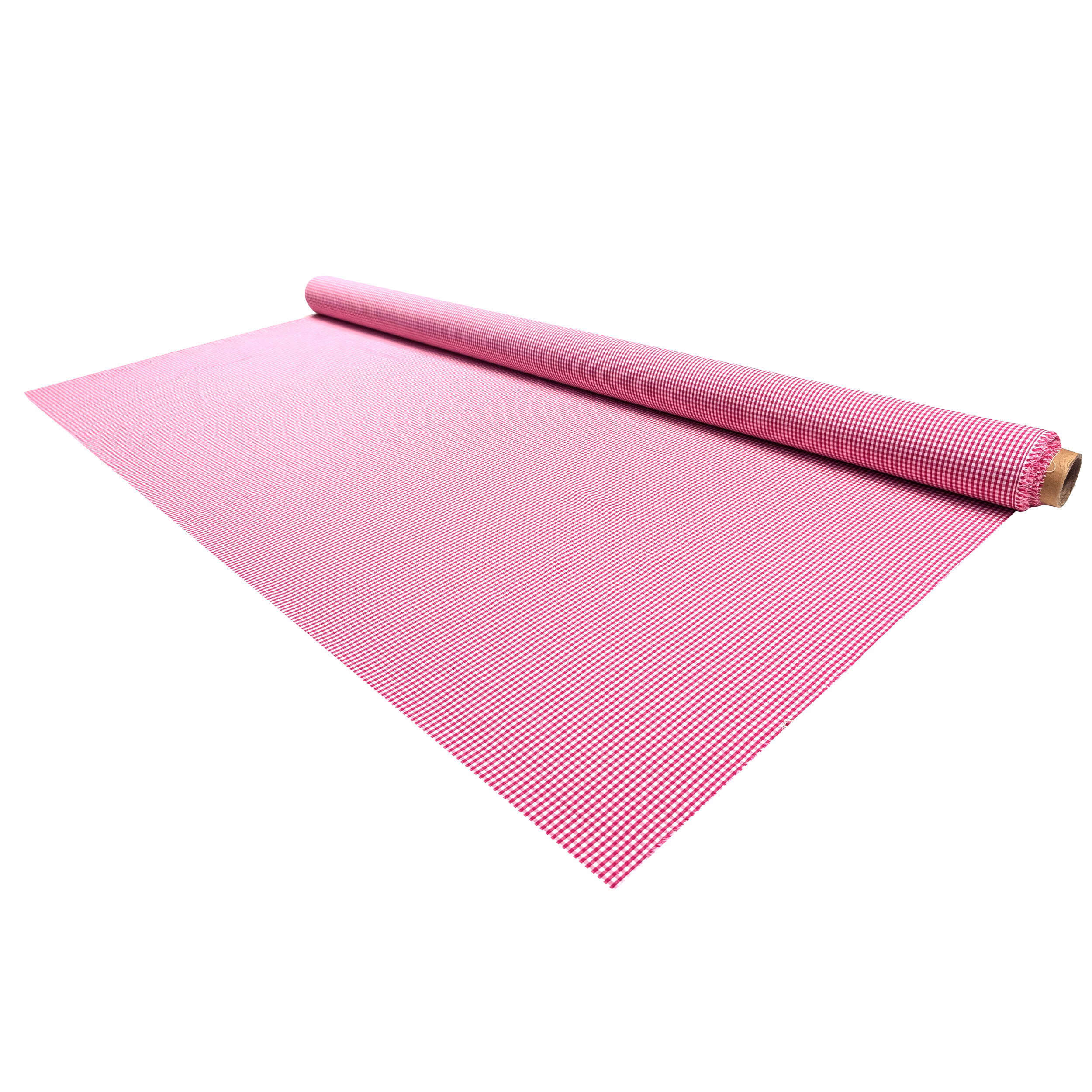 Cotone per Camiceria Quadrettini Fuxia Image