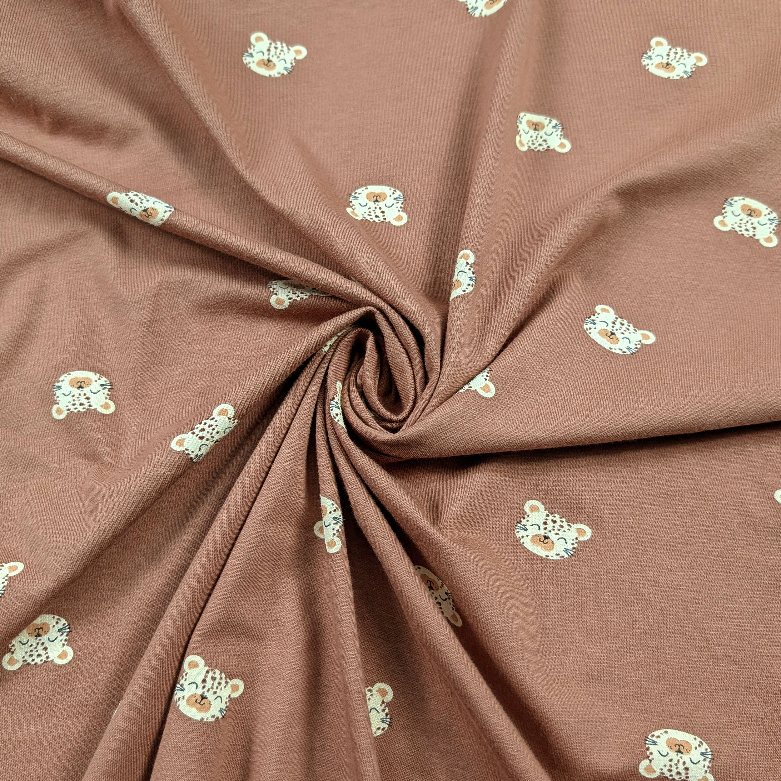 Jersey Cotone Sfondo Cammello con Tigrotti Image