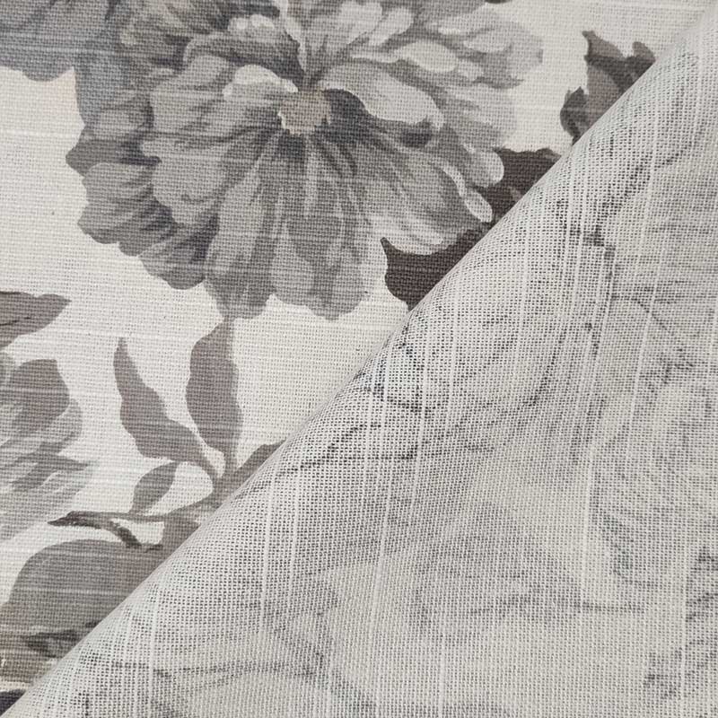 Tessuto cotone fiore grande grigio