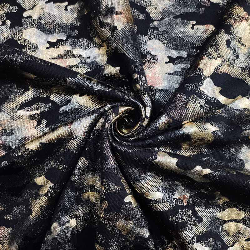 Tessuto Felpa Camouflage Effetto Metallizzato 