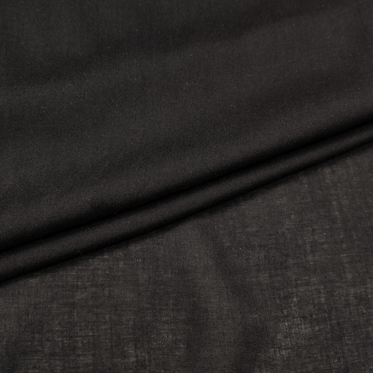 Tessuto di Cotone Leggero Tinta Unita Nero
