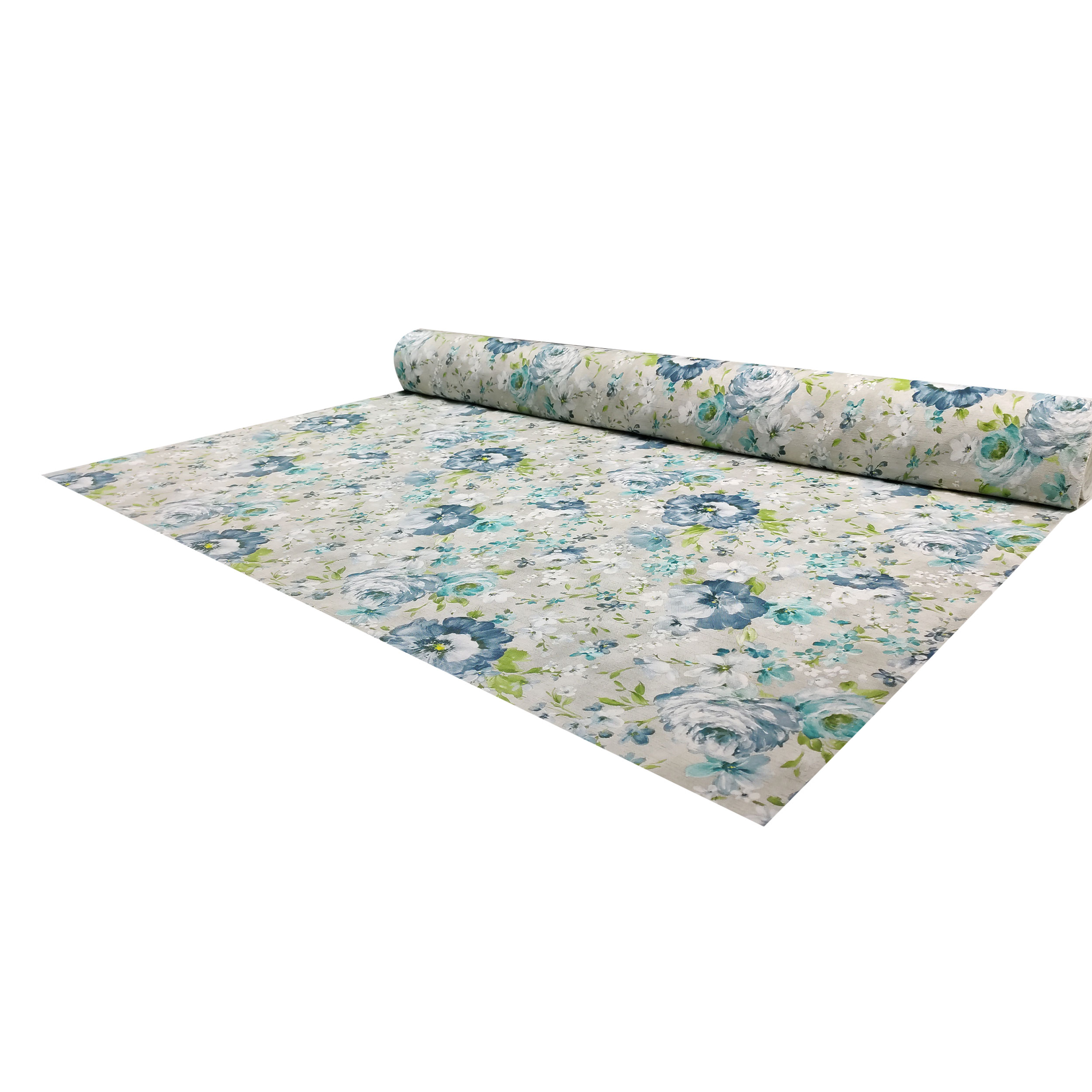Tessuto Panama Fiori Toni Freddi