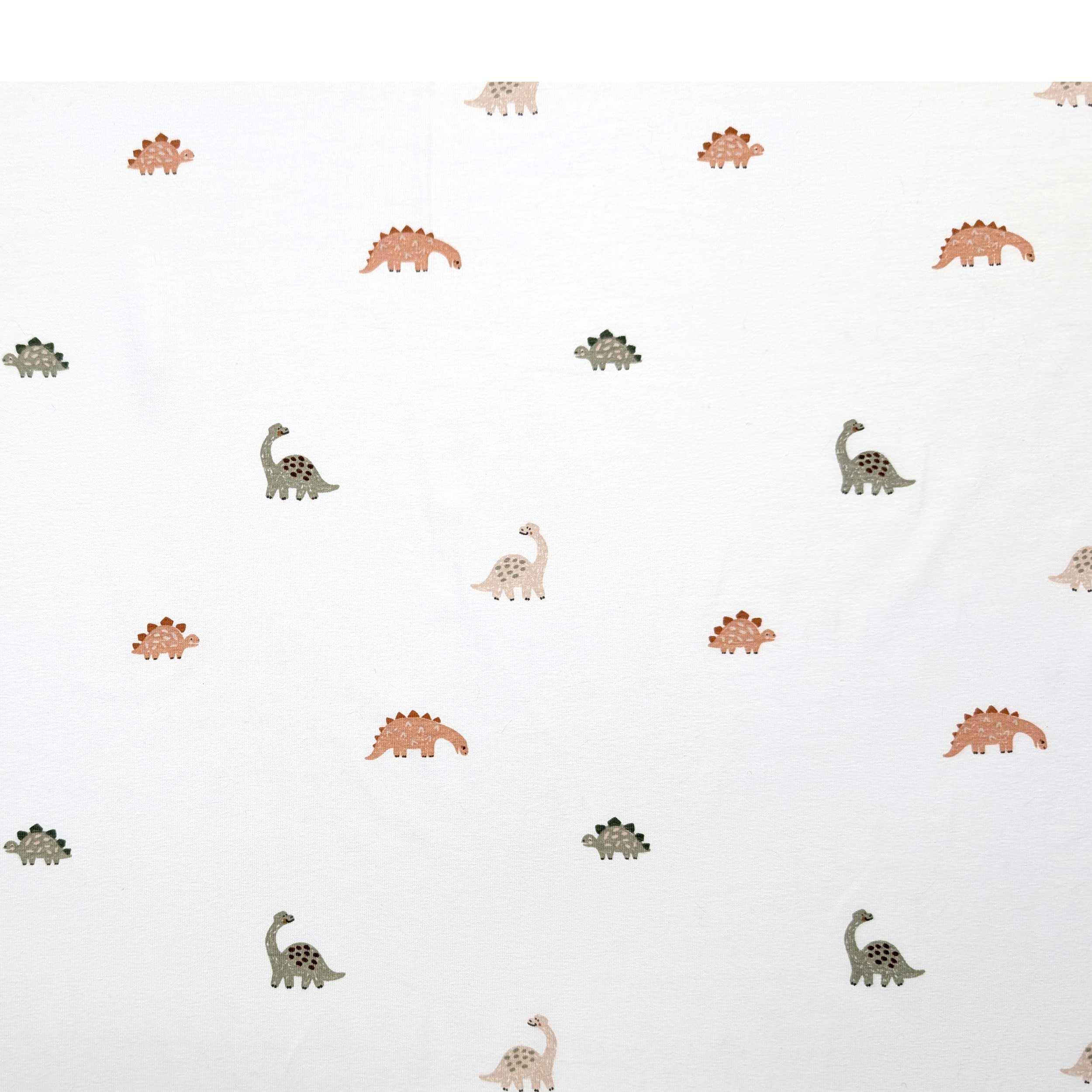 Ritaglio Jersey Cotone Bianco con Dinosauri 100x150 cm Image