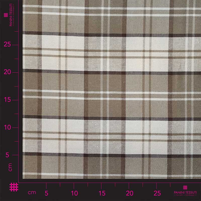 Tessuto Tartan Poliviscosa A Quadri – Qualità Forte E Stretto – Largo 147 Cm – Grigio Beige D25 (al Metro)