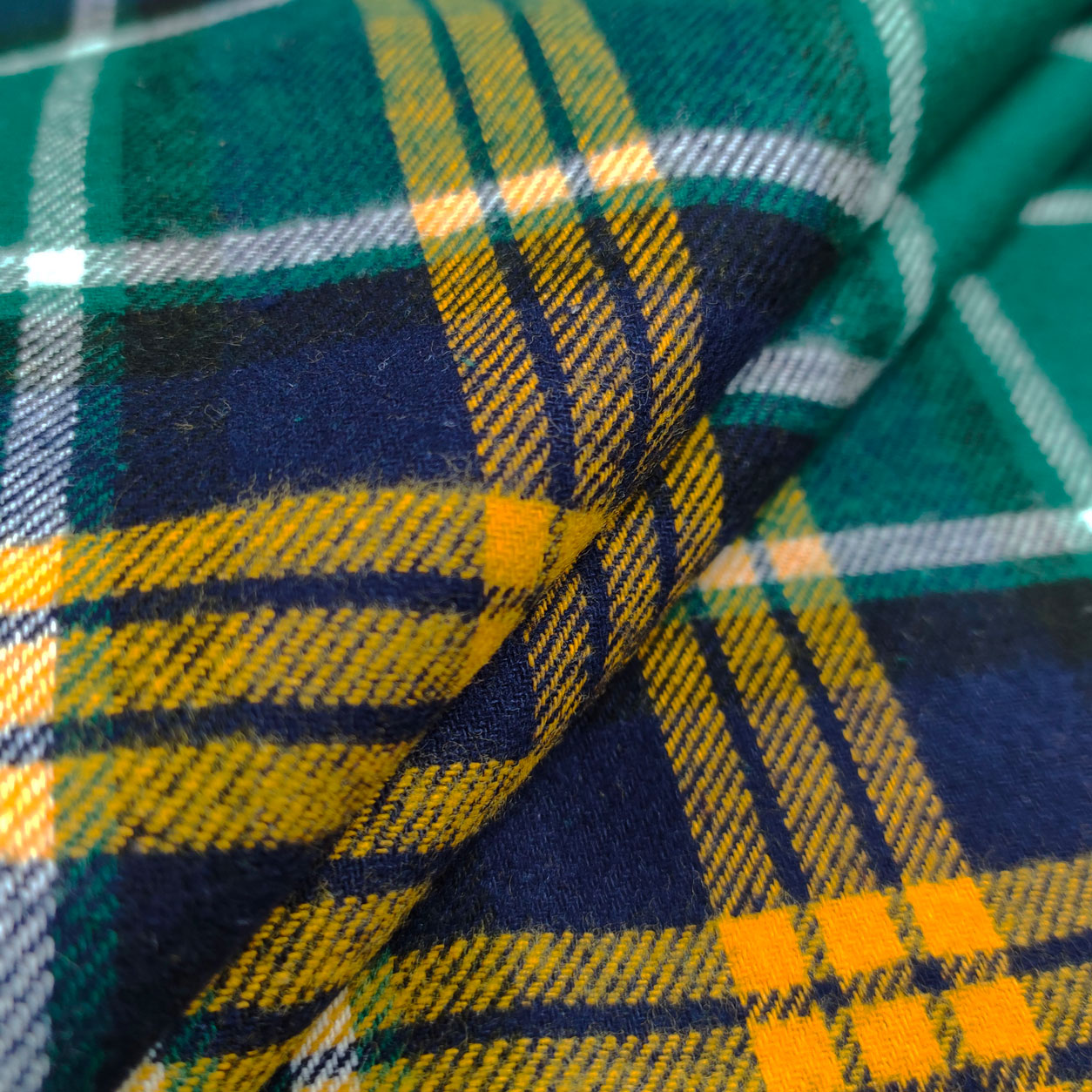 Tessuto Flanella Tartan Blu Verde Giallo